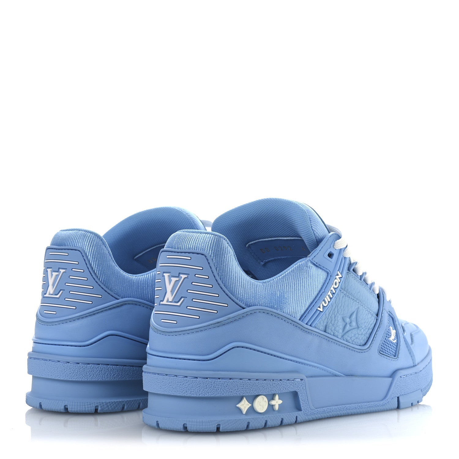 Calfskin Embossed Monogram Mens LV Trainer Sneakers 6 Blue