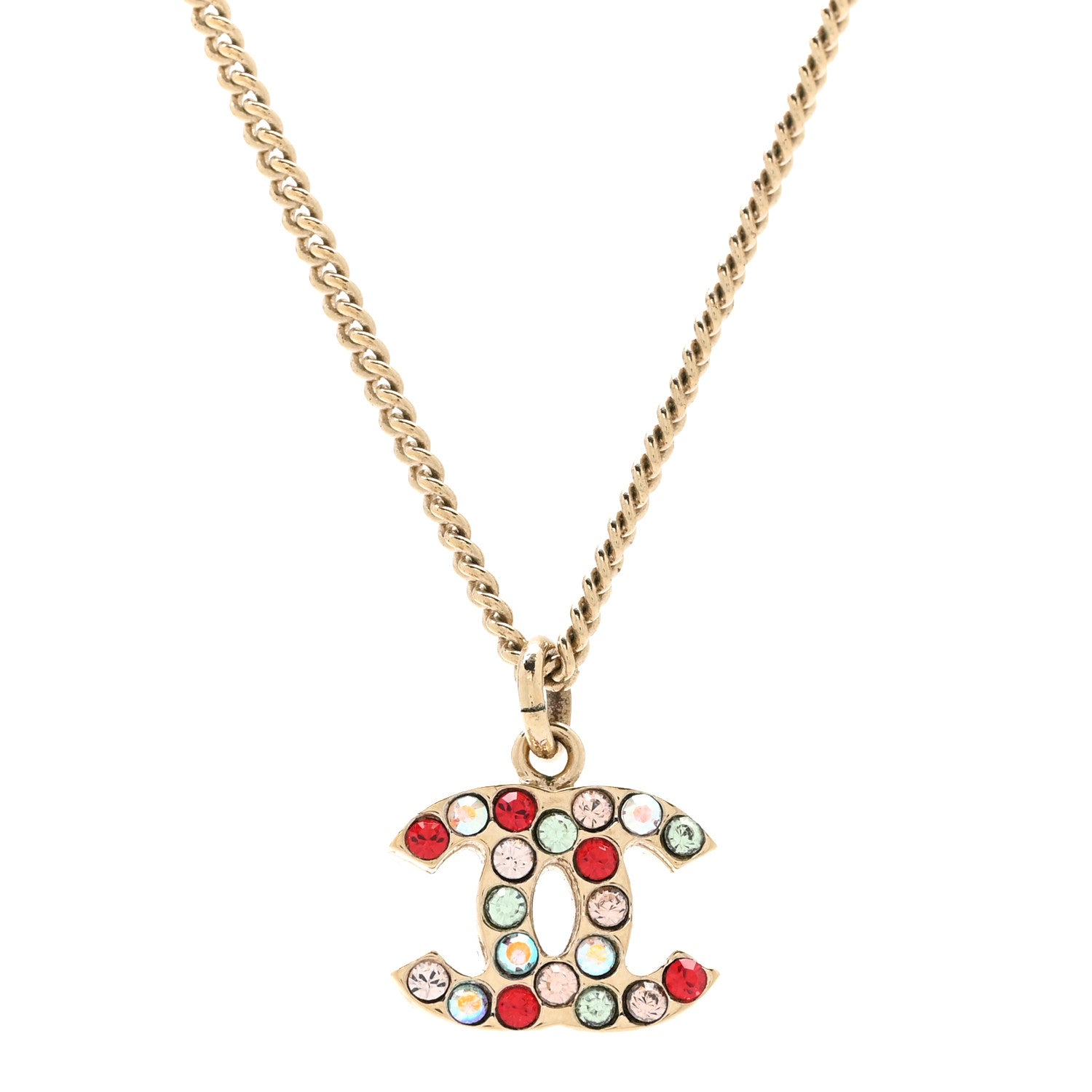 Crystal CC Necklace Gold Multicolor