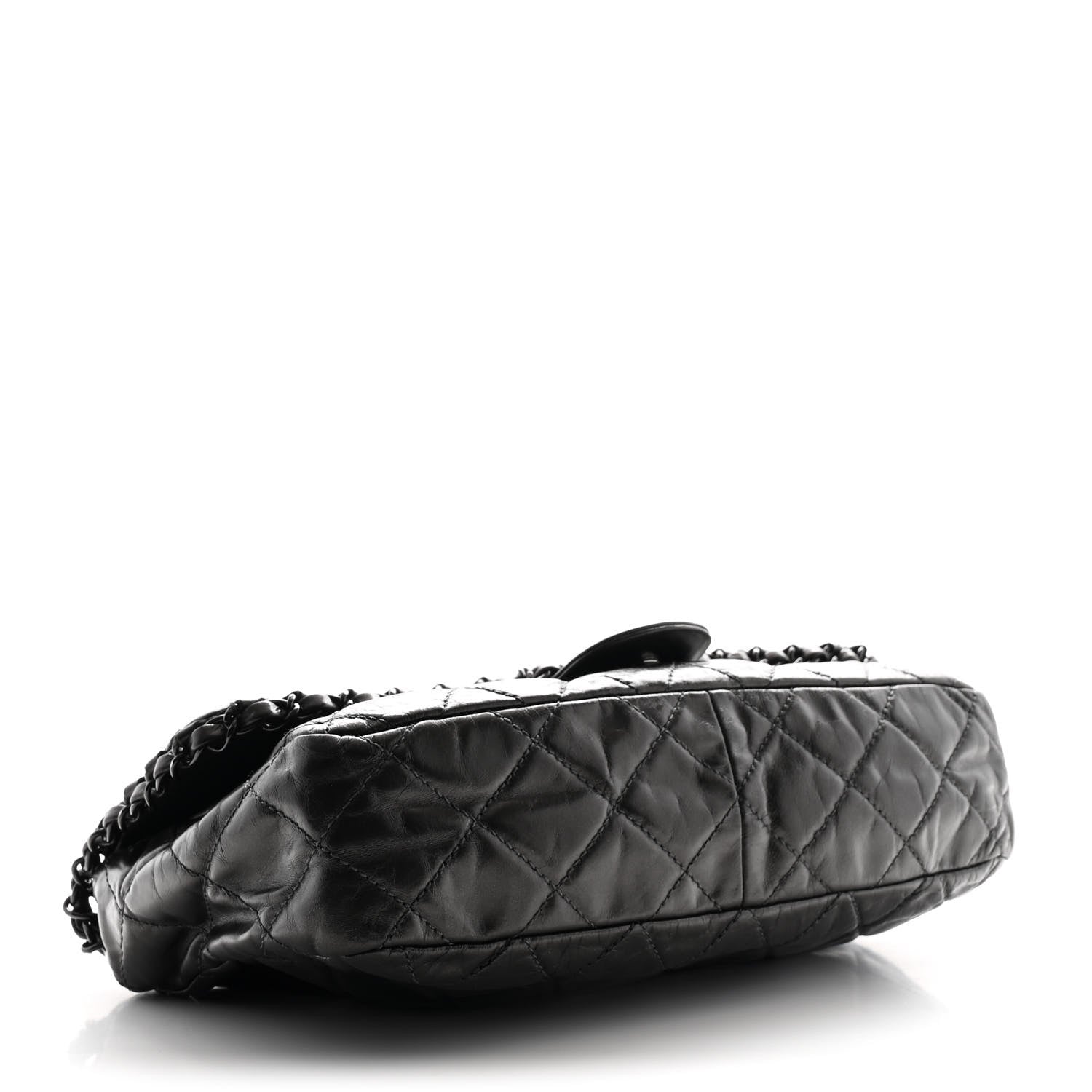 Metallic Calfskin Quilted Medium Chain Me Flap Grey