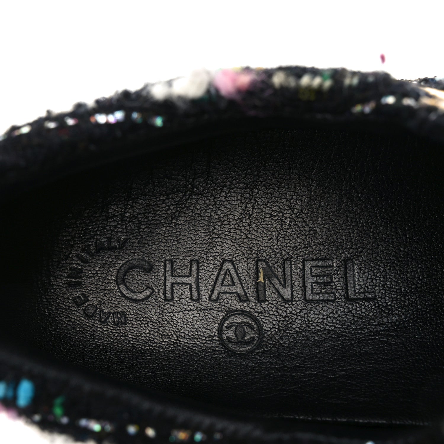 Tweed Lambskin Runway Sneakers 39.5 Black Multicolor