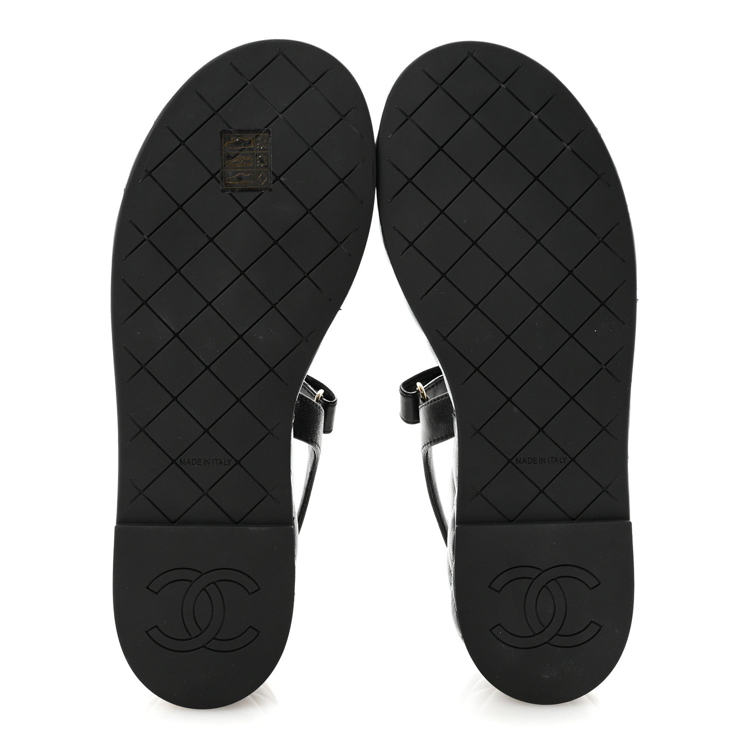 Lambskin Quilted Chain CC Platform Sandals 38.5 Black