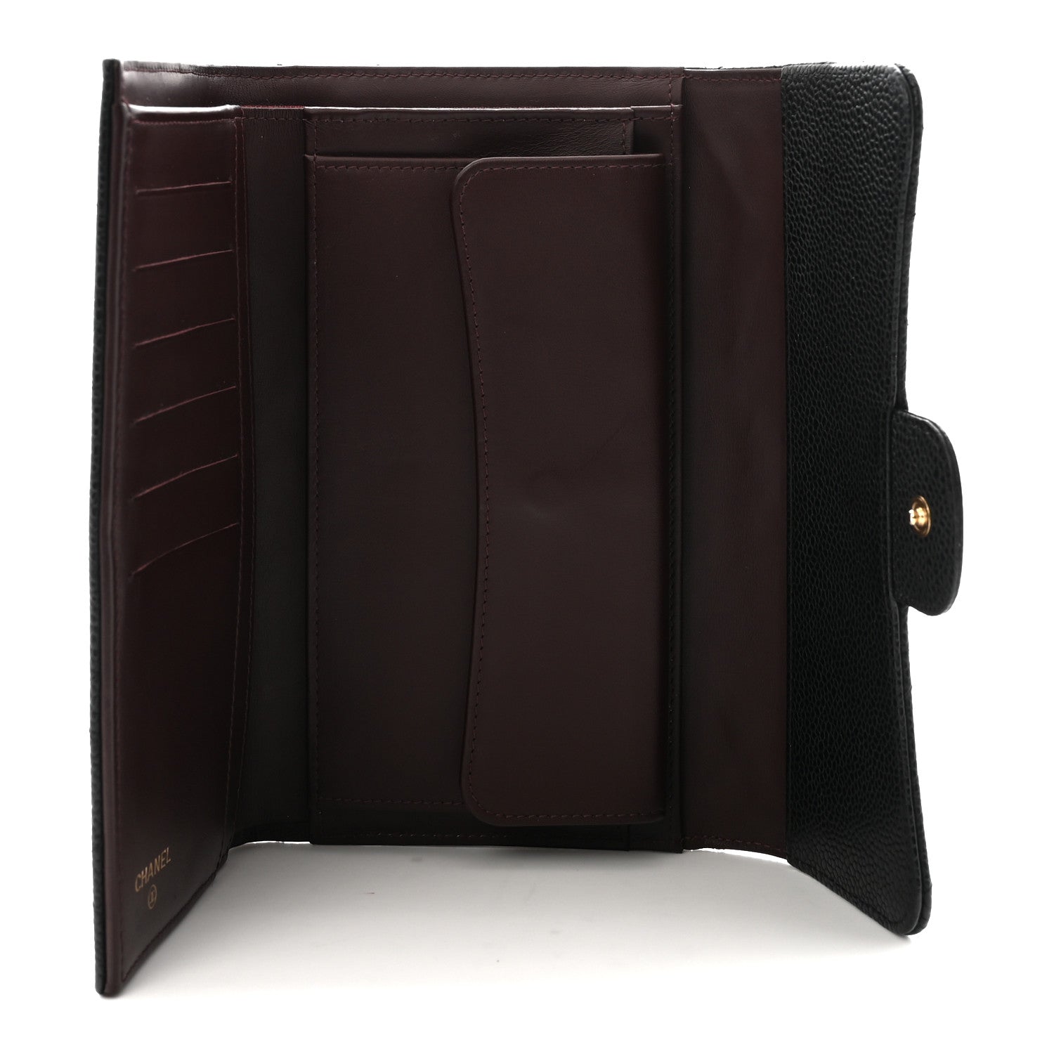 Caviar Quilted Large Flap Wallet Black