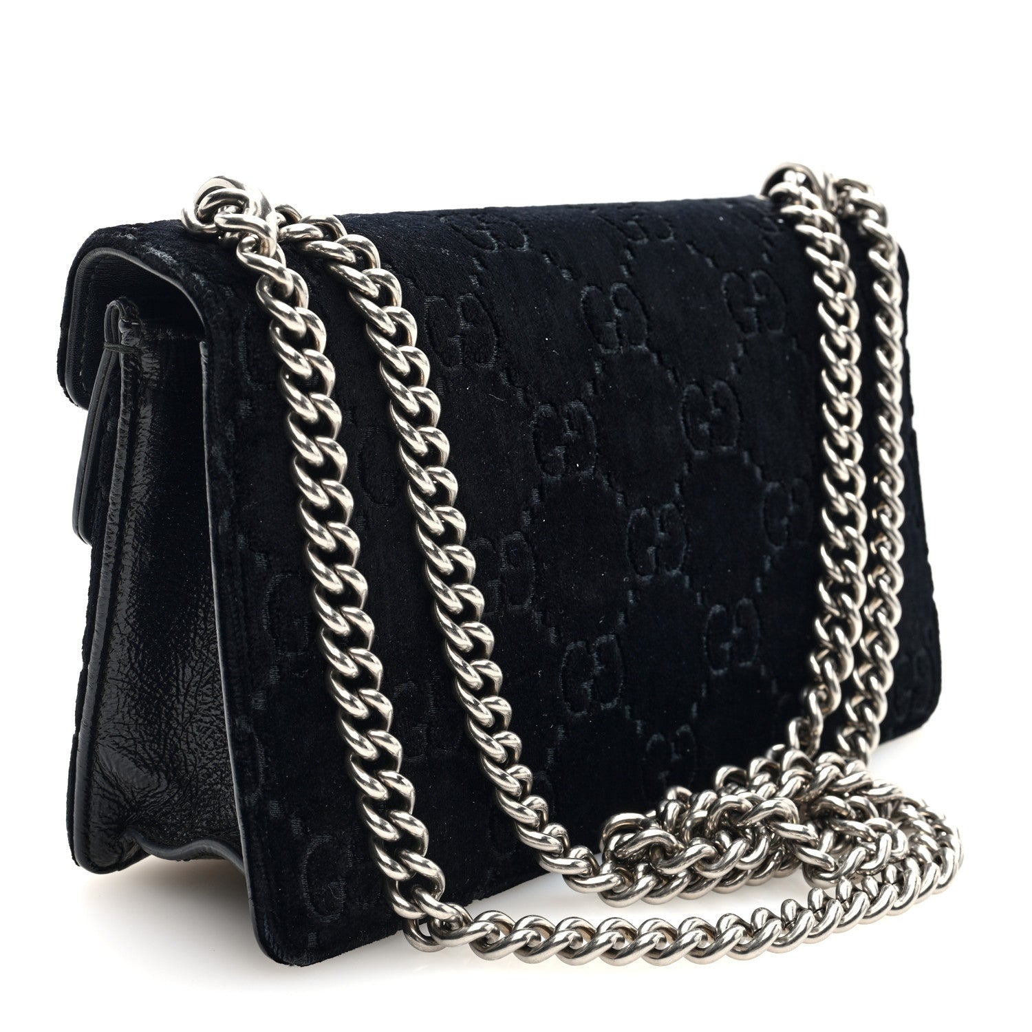 Velvet Skipper Crystal GG Monogram Small Dionysus Shoulder Bag Black Black Diamond