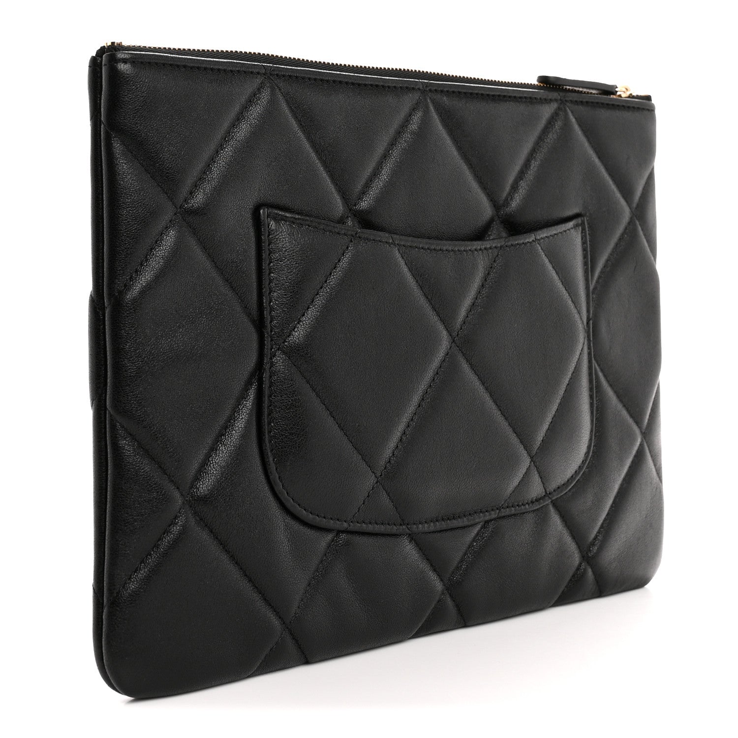 Lambskin Quilted Large Chanel 19 Cosmetic Case Black