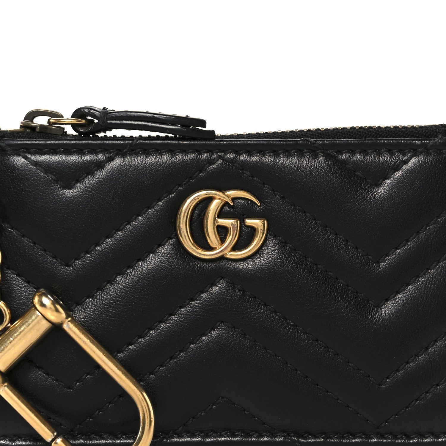 Calfskin Matelasse GG Marmont Key Case Black