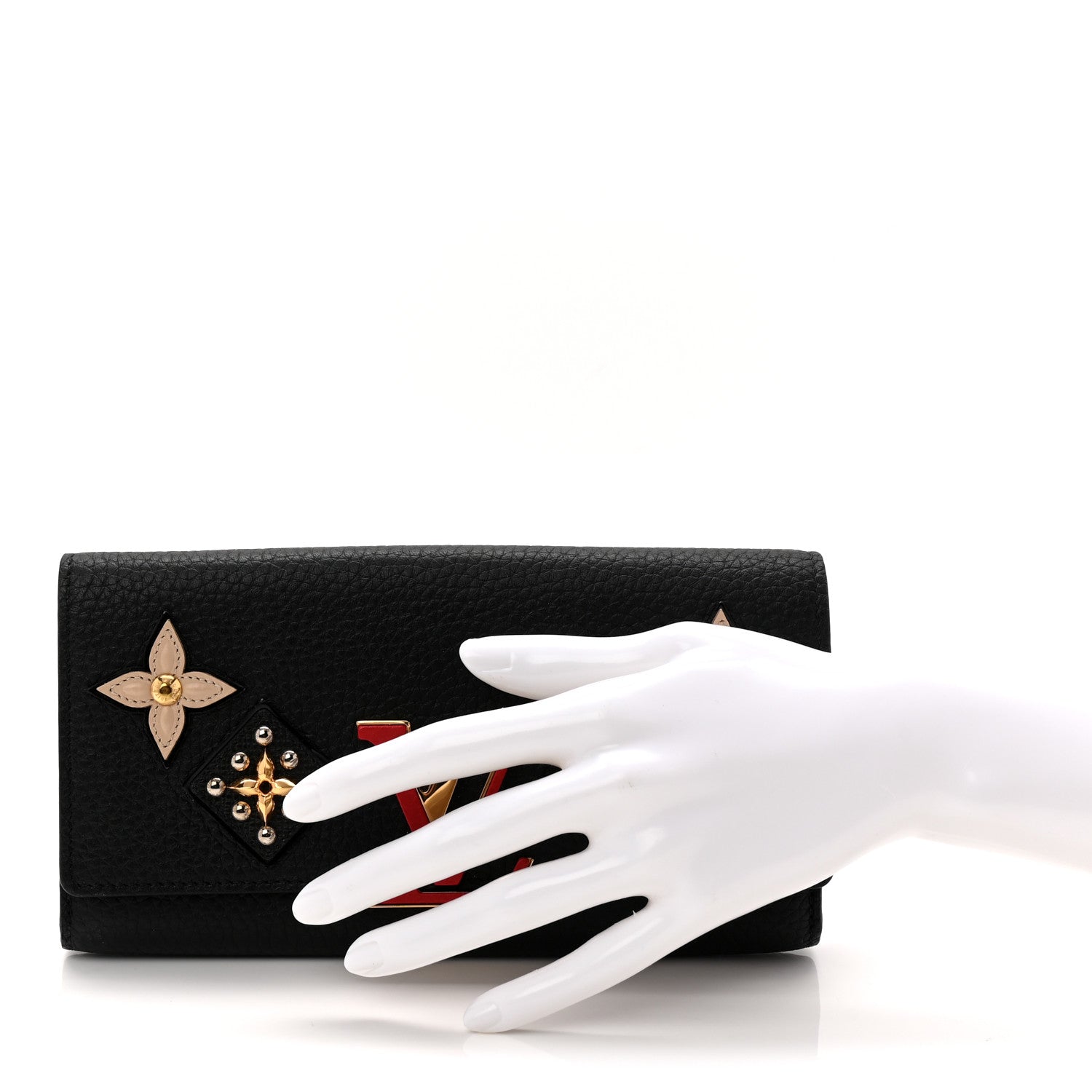 Taurillon Mechanical Flowers Smile Capucines Wallet Black