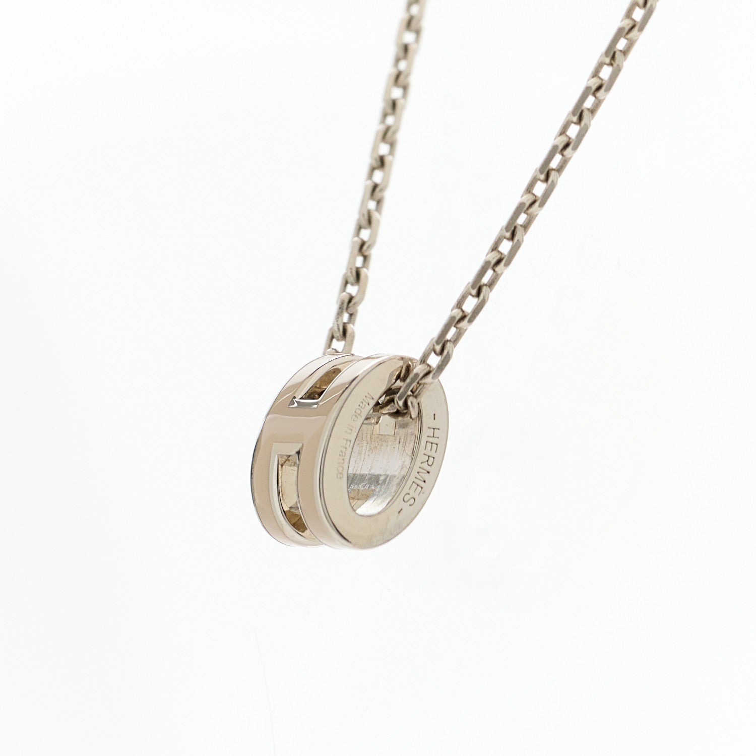 Palladium Mini Pop H Pendant Necklace Marron Glace