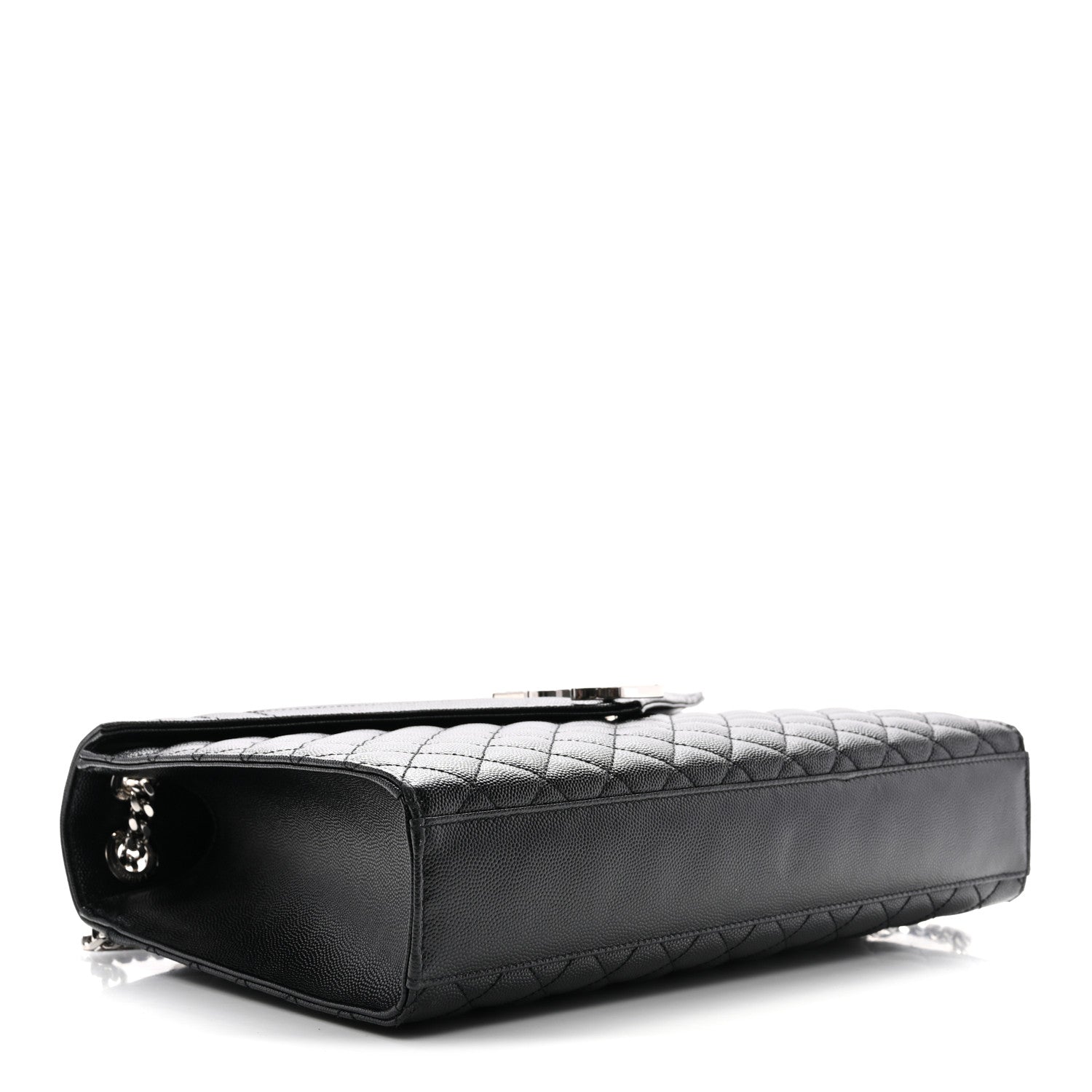 Grain De Poudre Textured Mixed Matelasse Large Triquilt Monogram Satchel Black