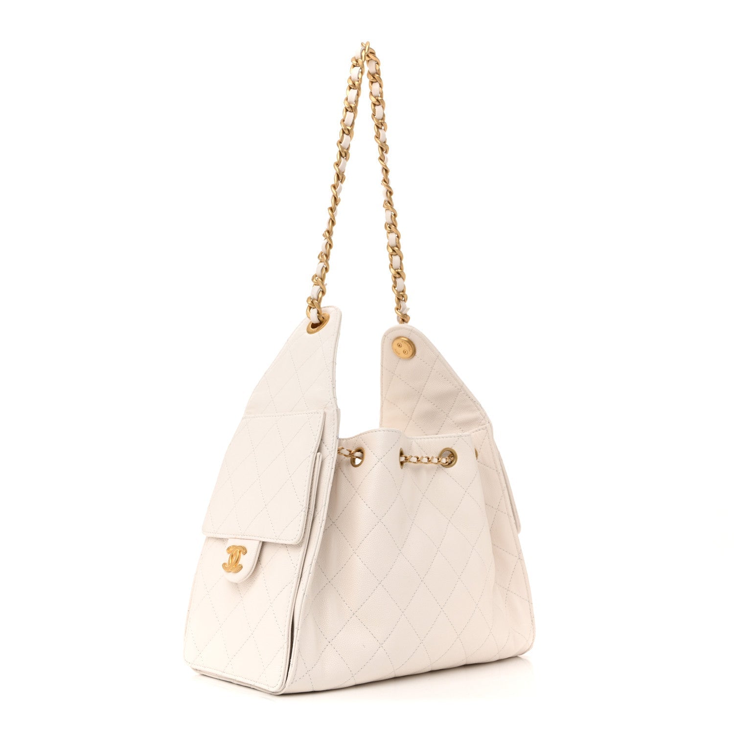 Caviar Quilted Small Chanel 25 Handbag White