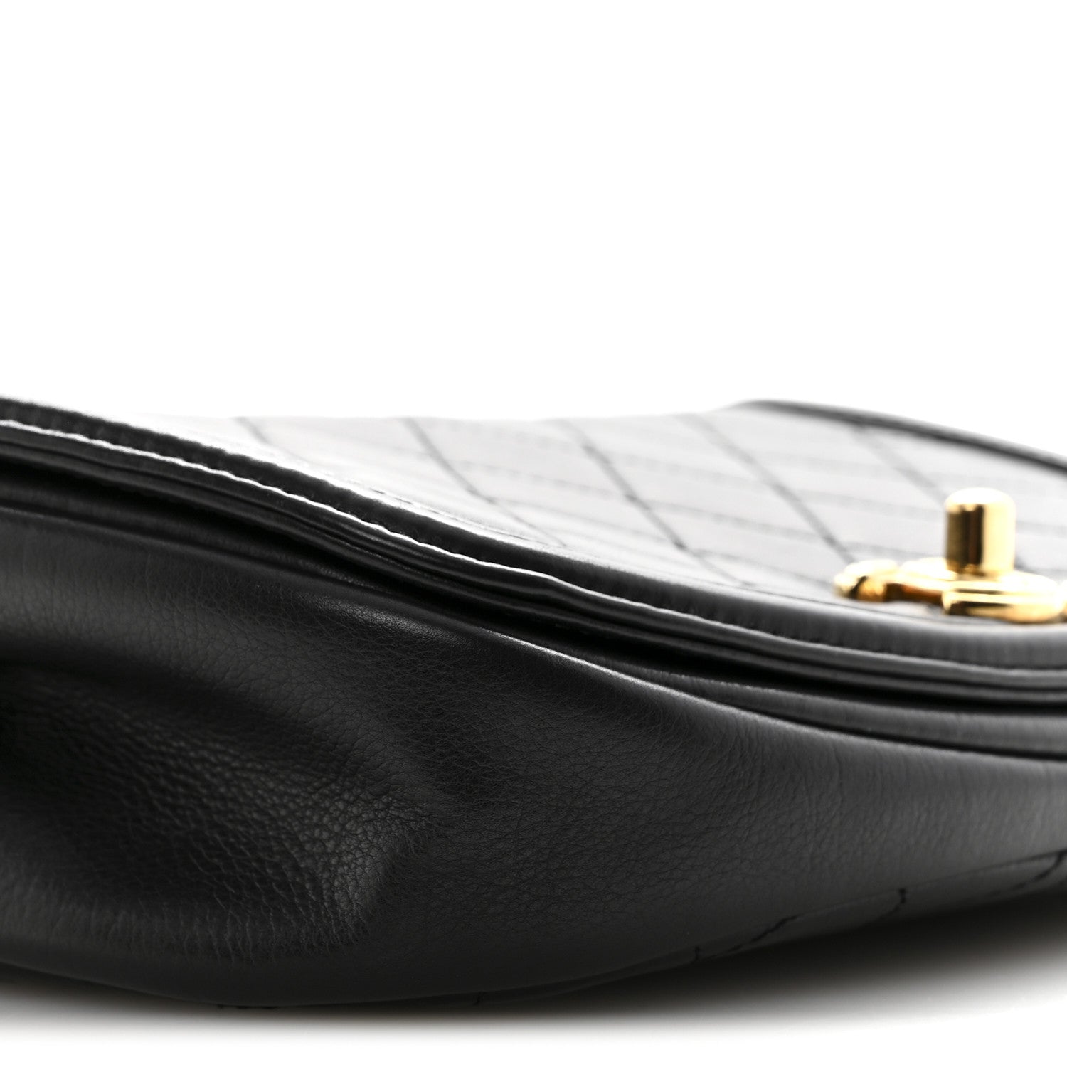 Calfskin Quilted Small Underline Flap Black