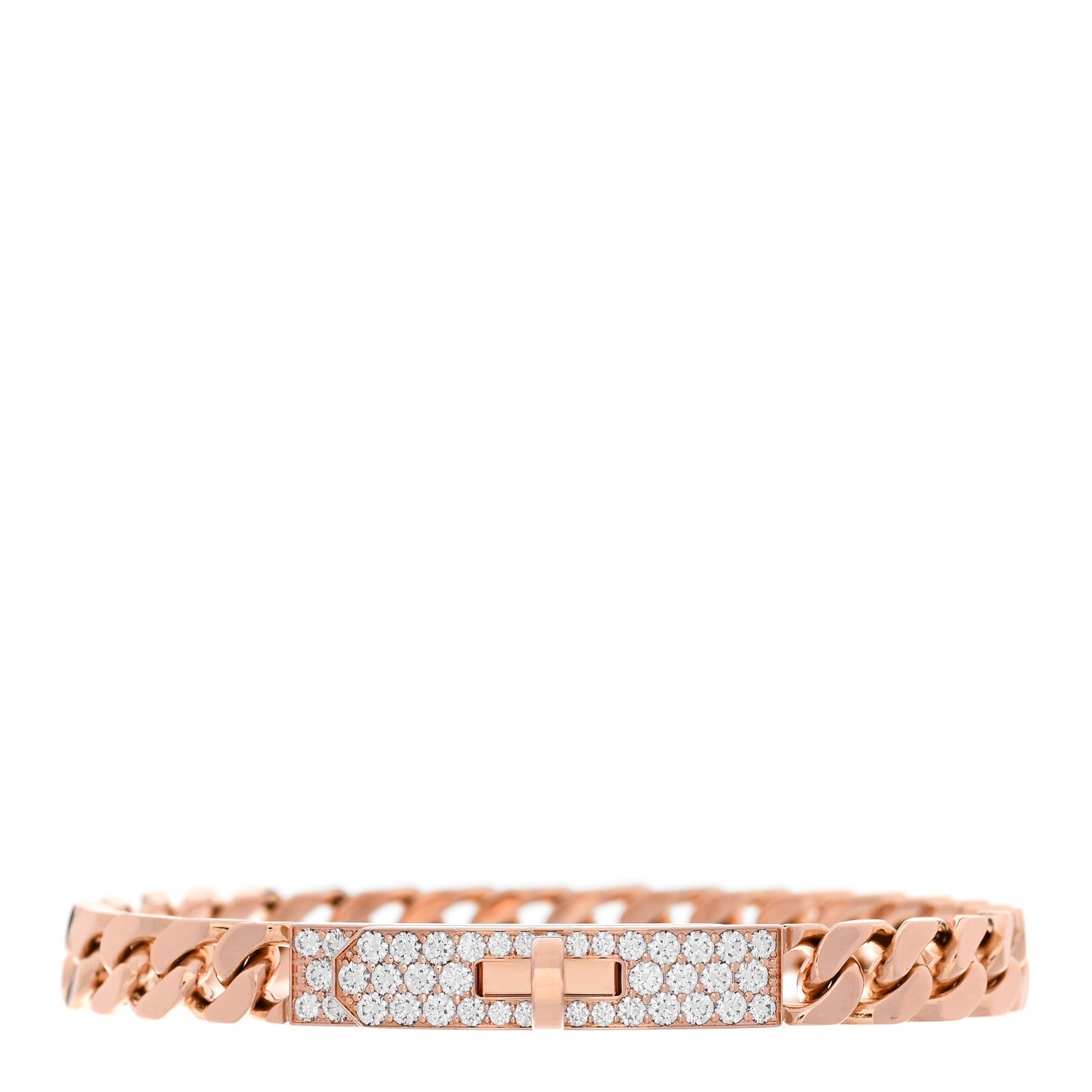 18K Rose Gold Diamond PM Kelly Gourmette Bracelet SH