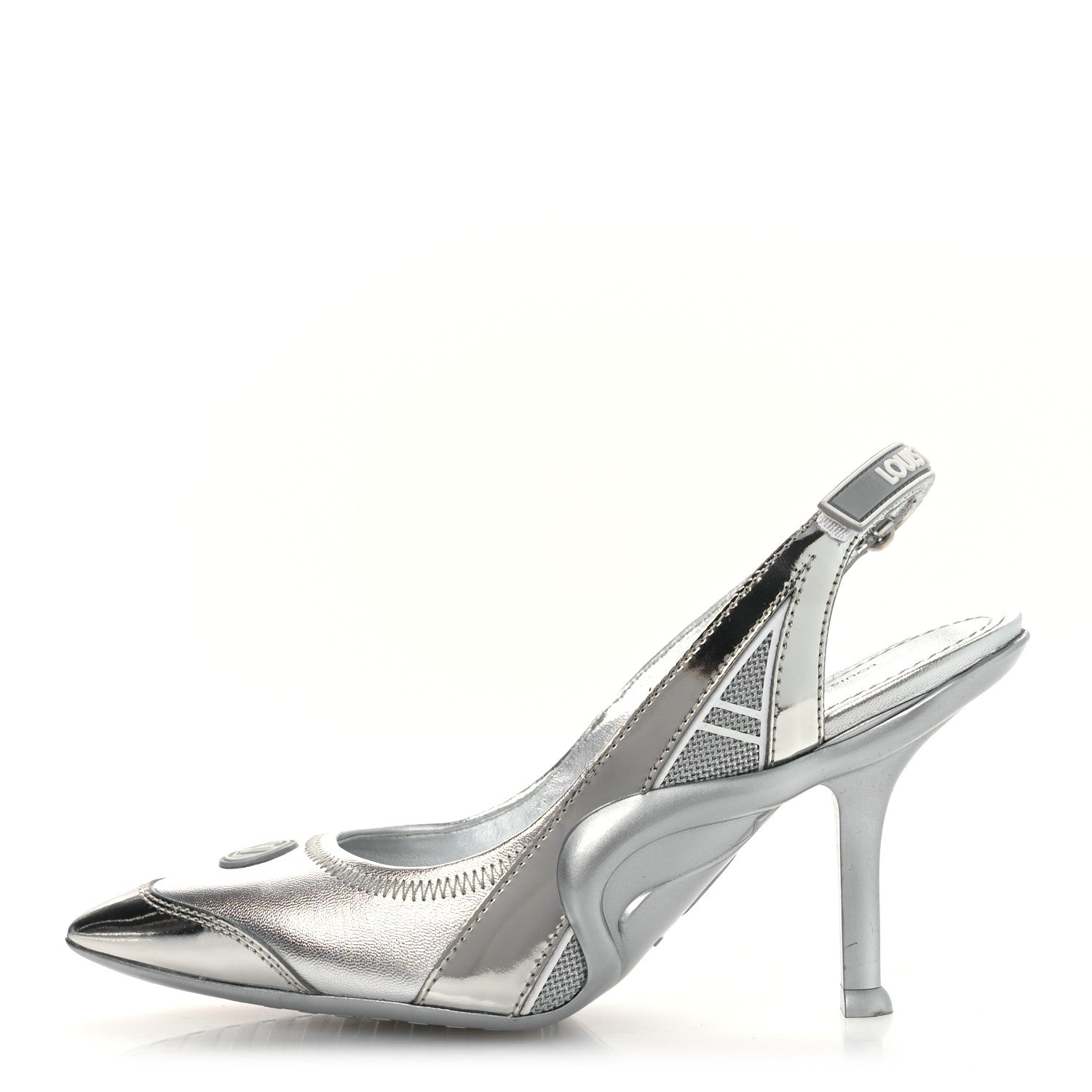 Metallic Lambskin Archlight Slingback Pumps 37 Argent