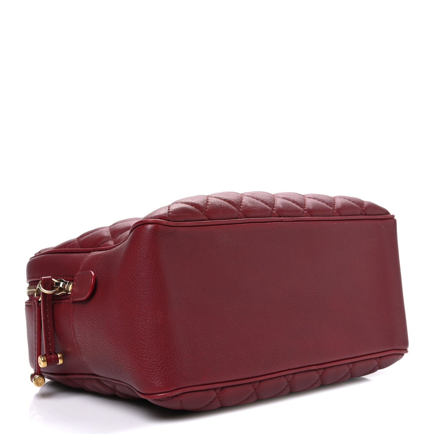 Calfskin Quilted CC Medium Vanity Case Dark Red