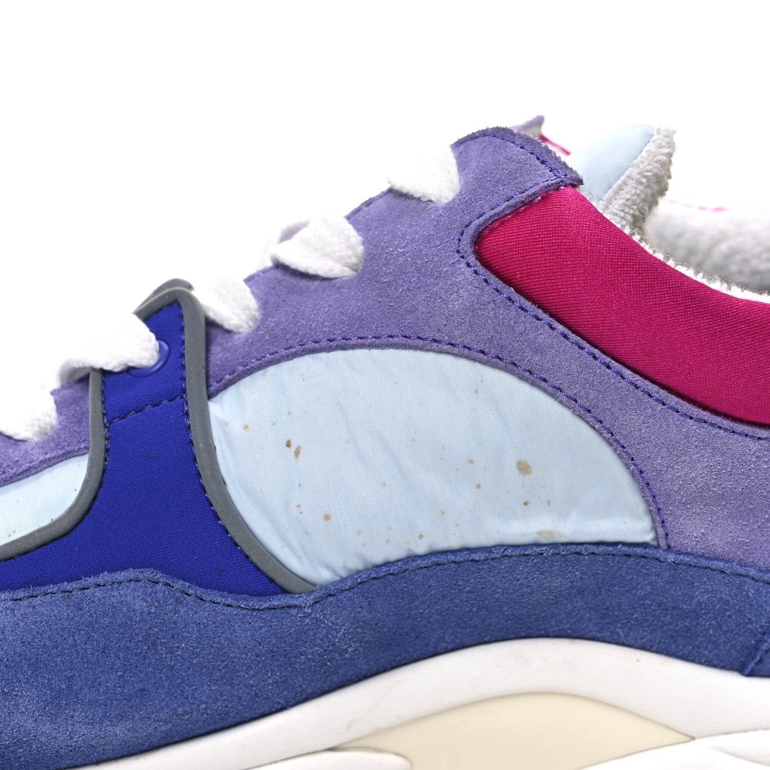 Nylon Calfskin Suede CC Womens Sneakers 39.5 Light Blue