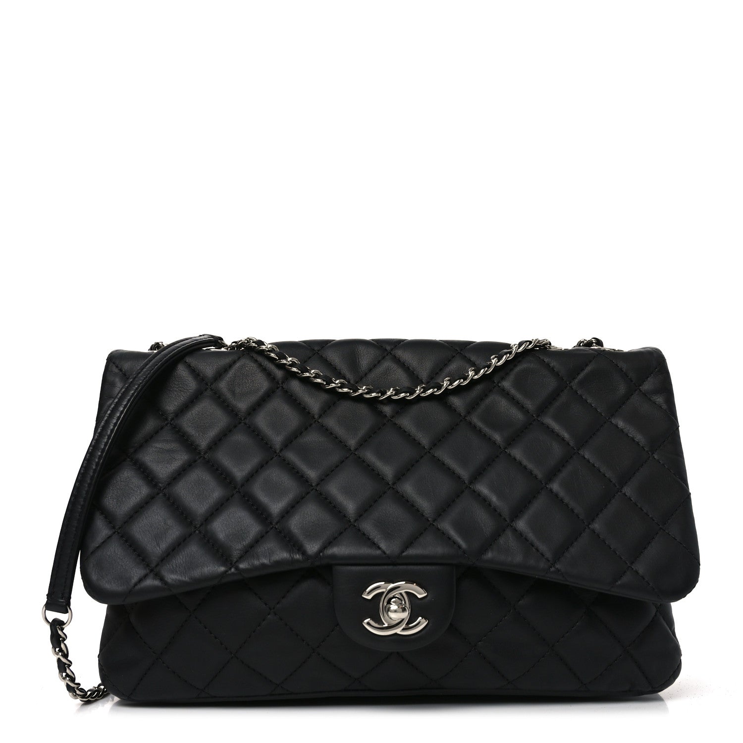 Lambskin Quilted Jumbo Chanel 3 Flap Bag Black