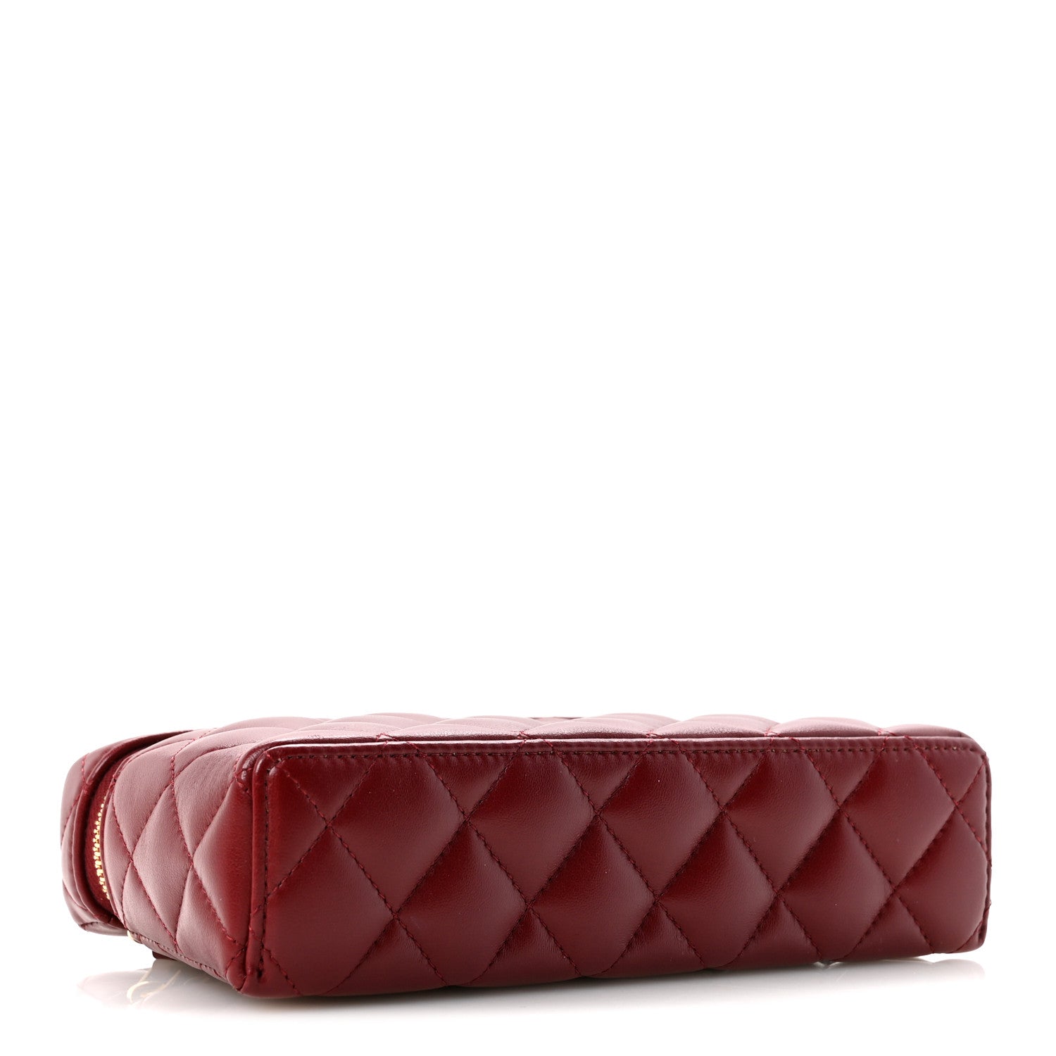 Lambskin Quilted Top Handle Slim Vanity With Chain Burgundy