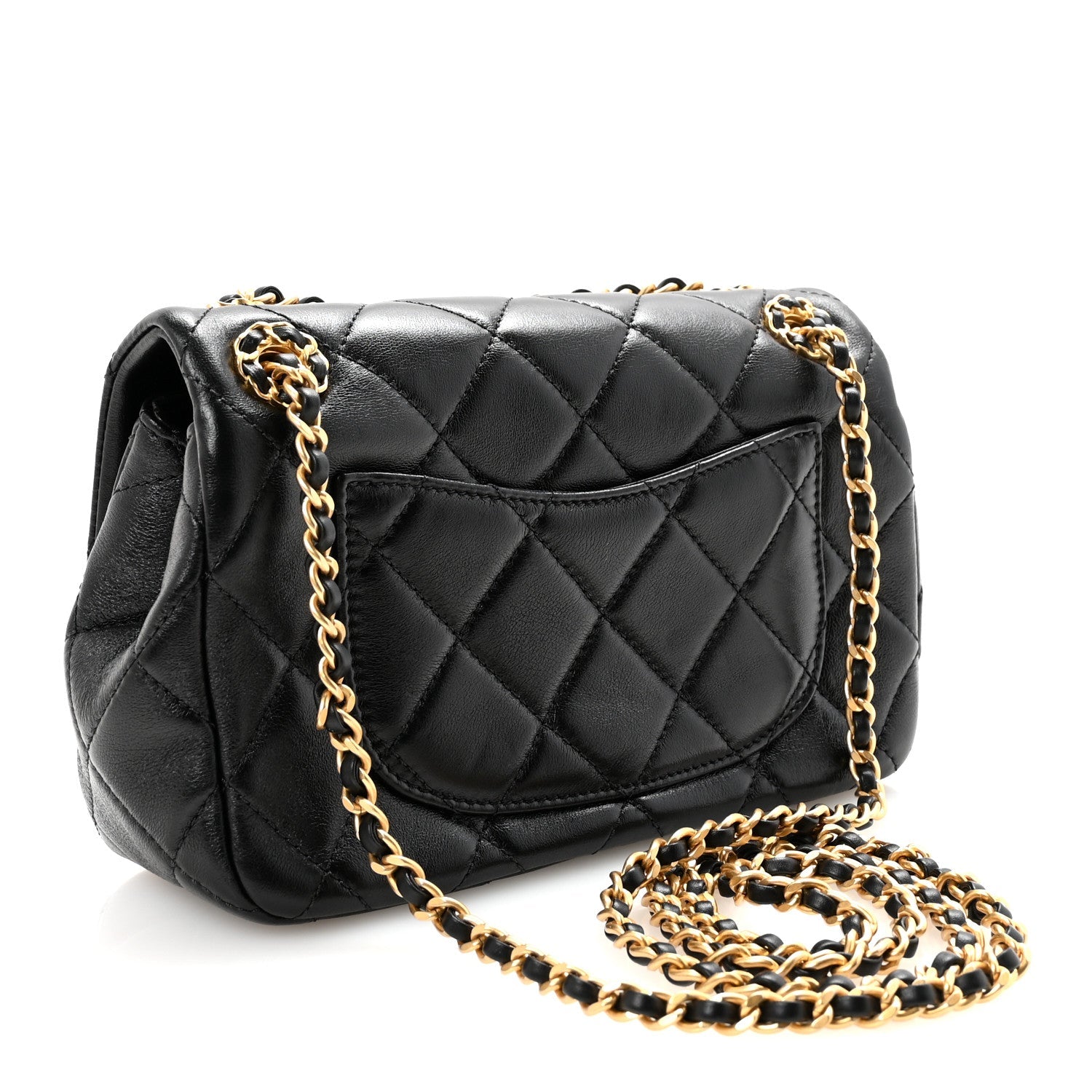Lambskin Quilted Braided CC Mini Flap Black