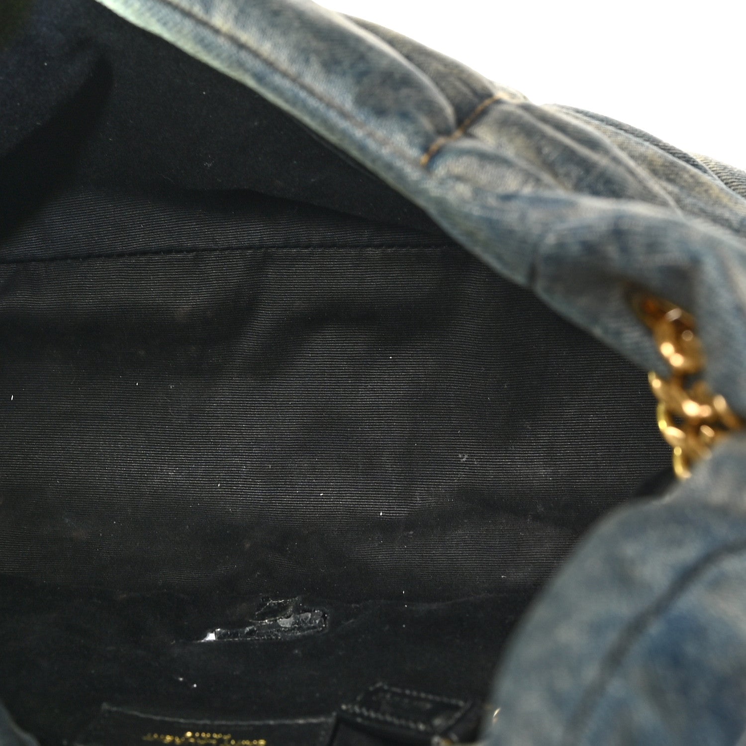 Denim Quilted Small Loulou Puffer Monogram Chain Satchel Blue Cinnamon