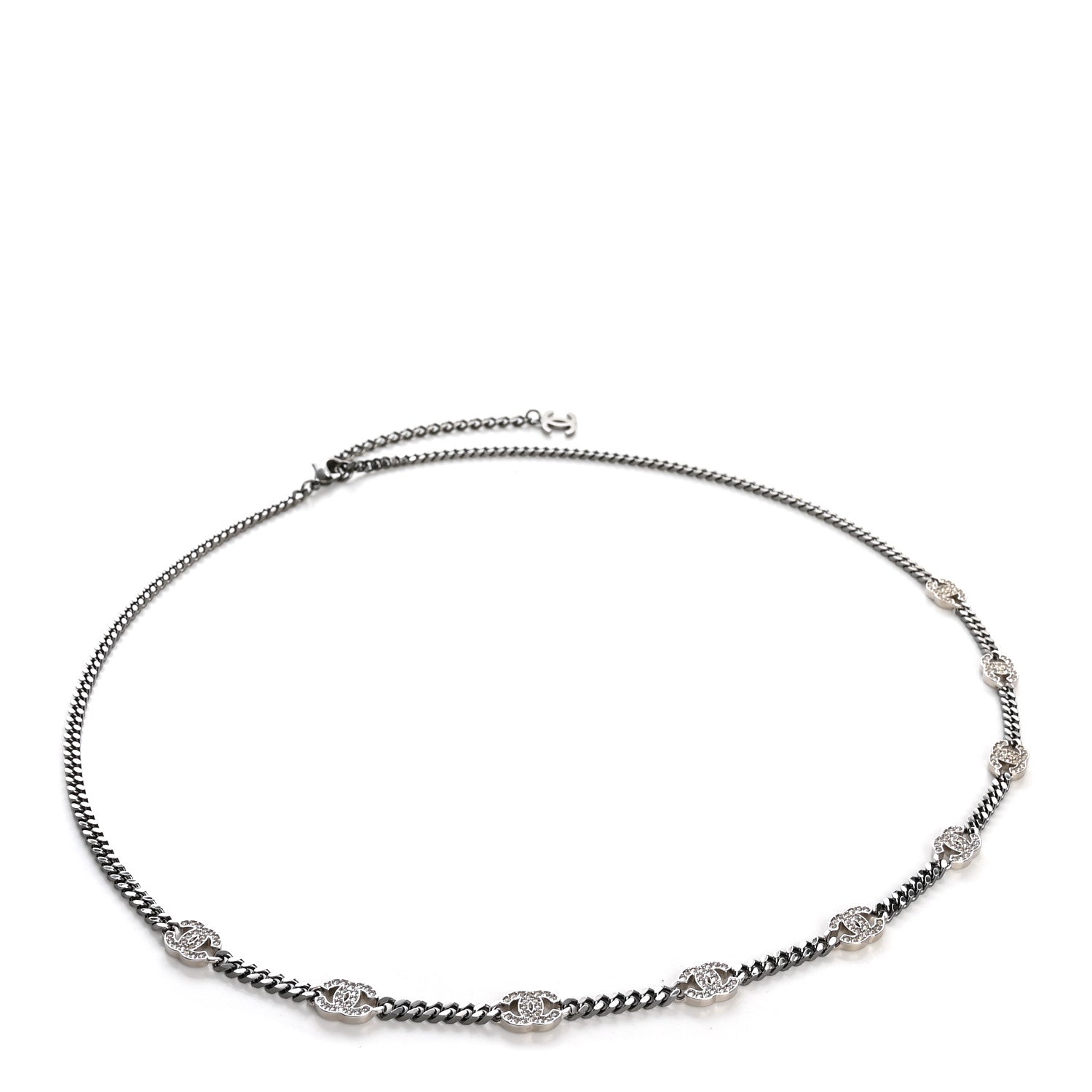 Ruthenium Crystal CC Chain Links Belt Silver