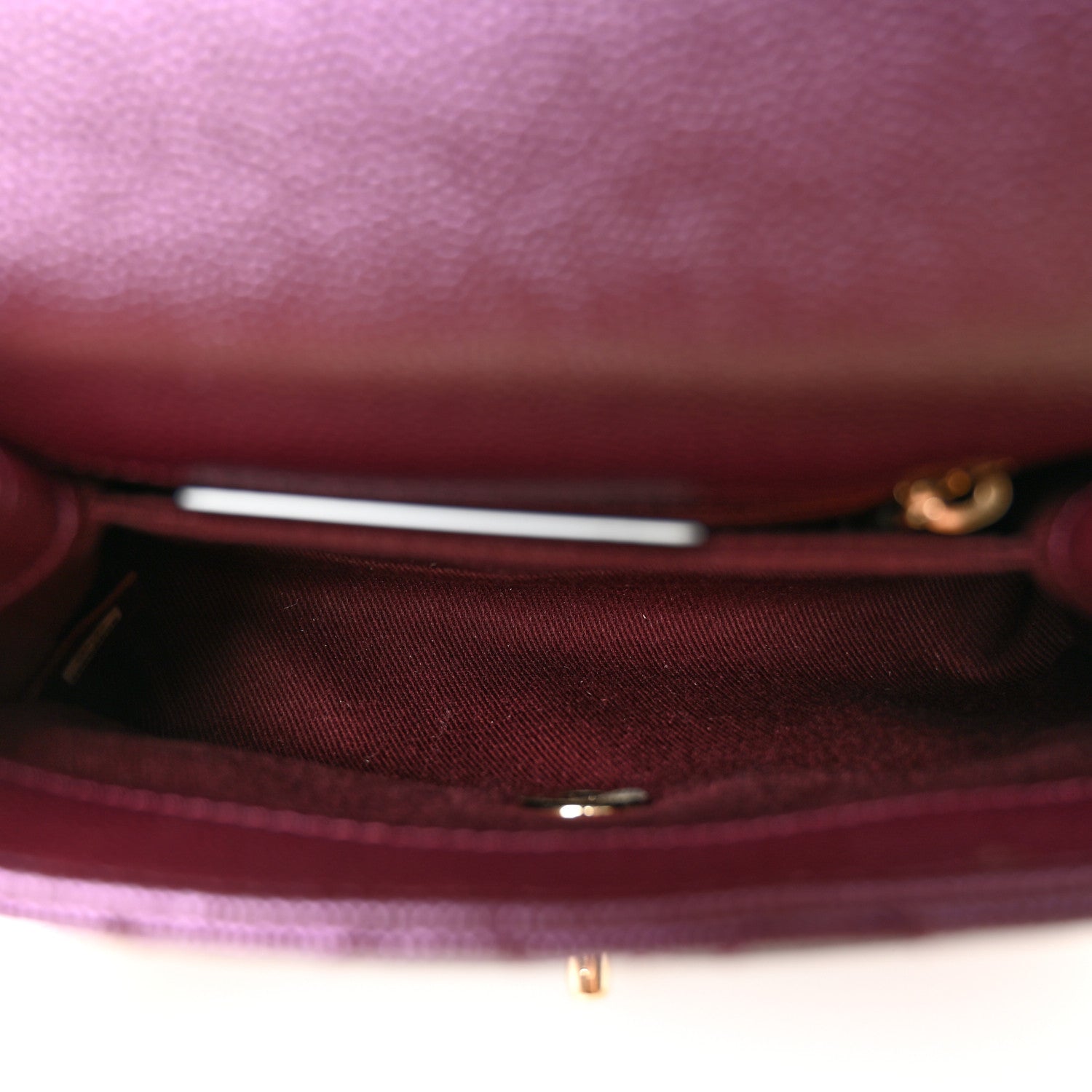 Iridescent Caviar Quilted Extra Mini Coco Handle Flap Purple