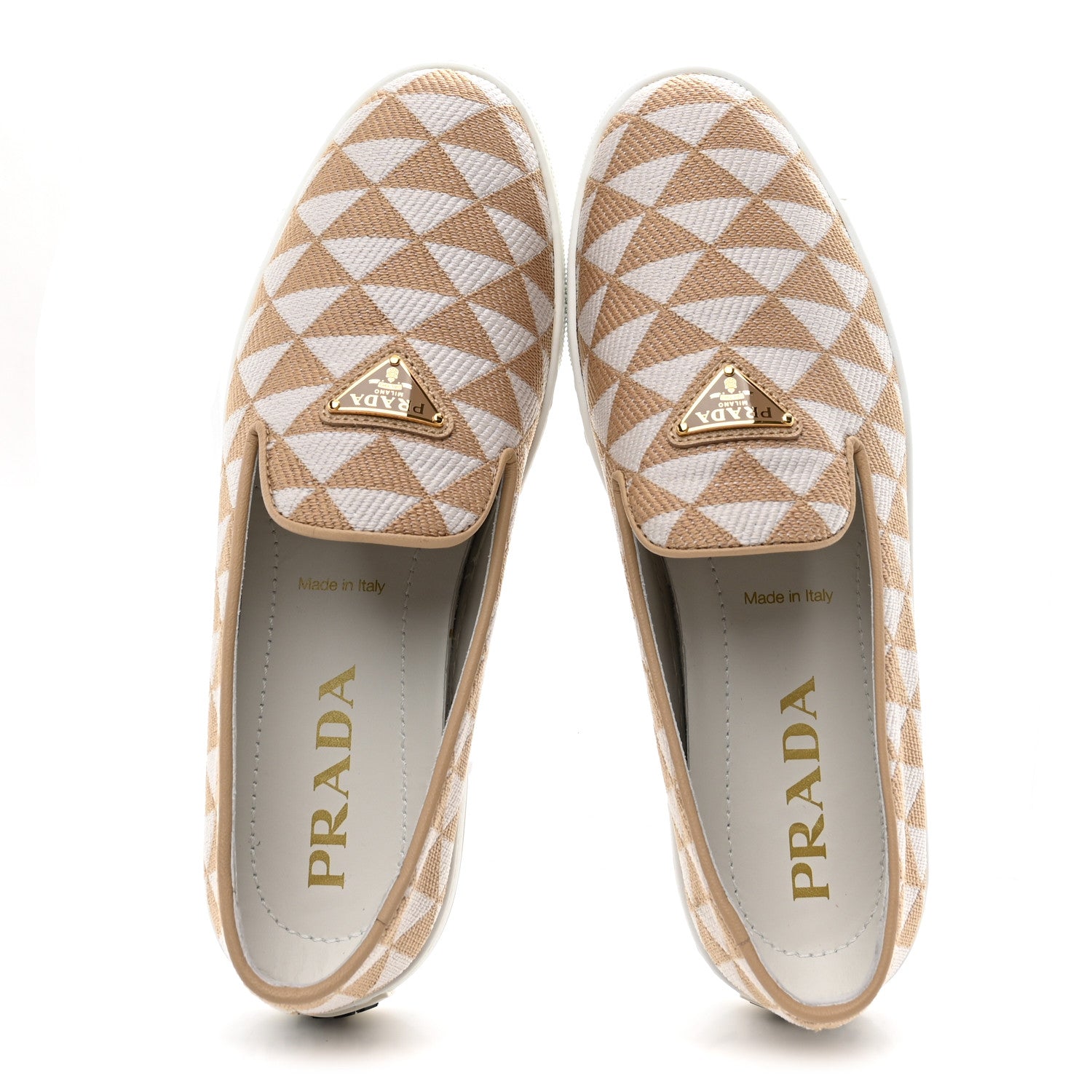 Jacquard Trianglolo Symbole Embroidered Metal Triangle Logo Slip On Sneakers 38 Corda Talco