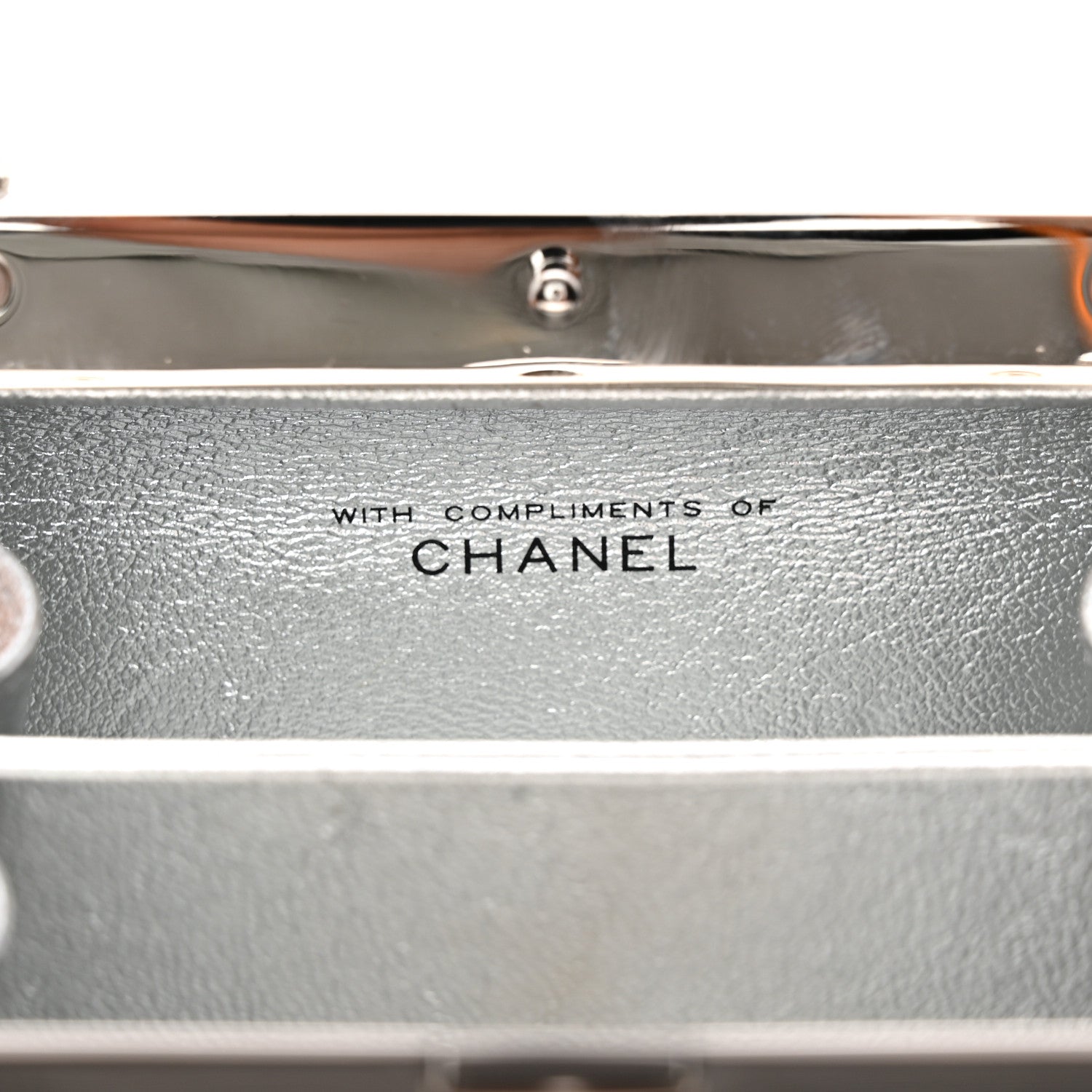 Metallic Calfskin Quilted Box Crossbody Silver