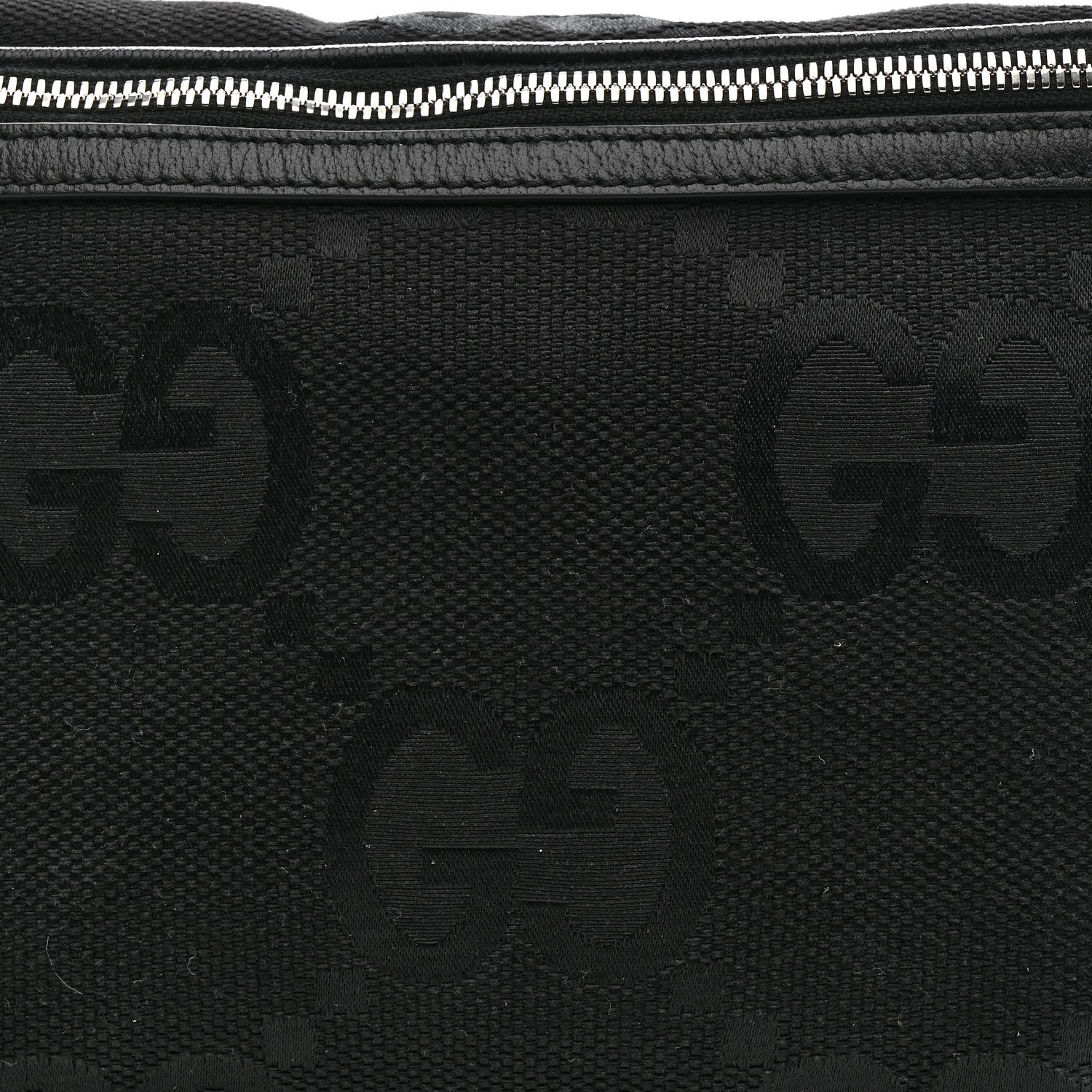Monogram Jumbo GG Textured Dollar Calfskin Web Belt Bag Black