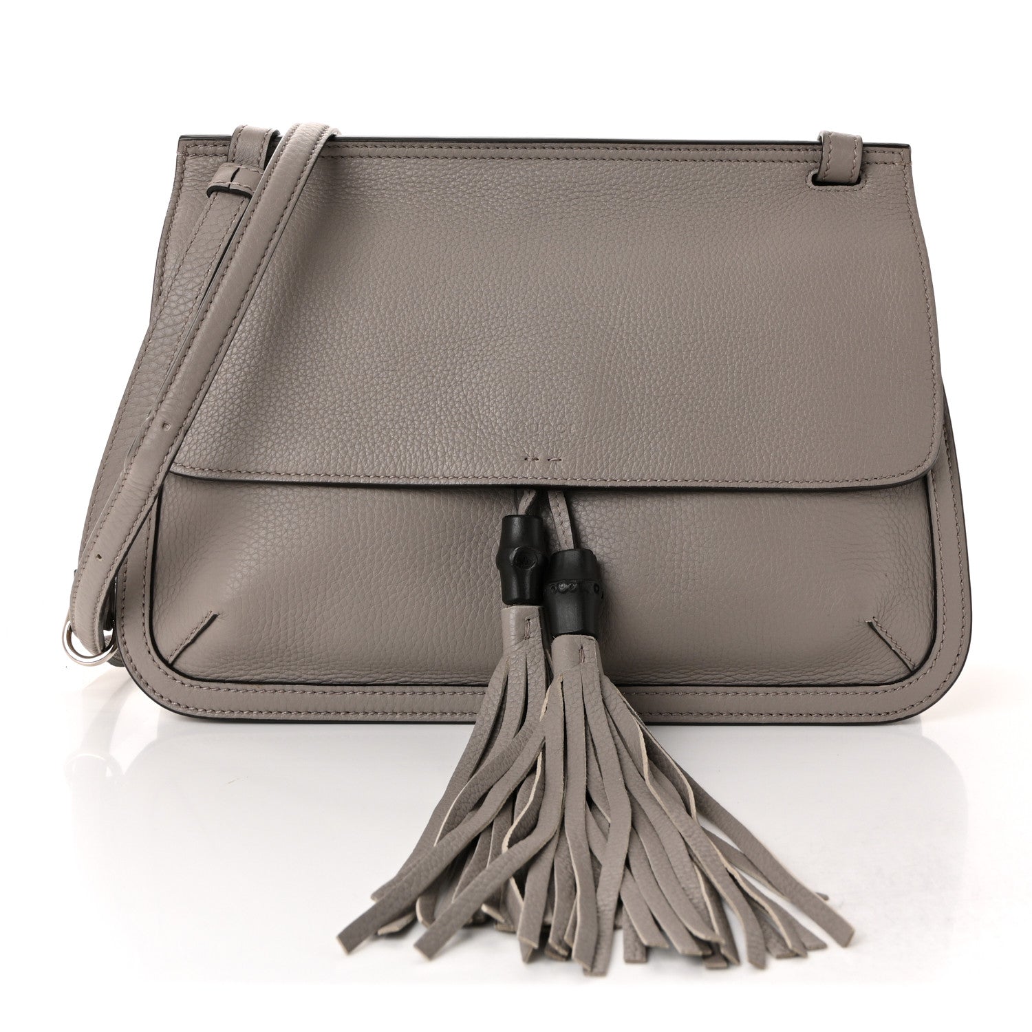 Cellarius Calfskin Medium Bamboo Daily Flap Shoulder Bag Storm Grey
