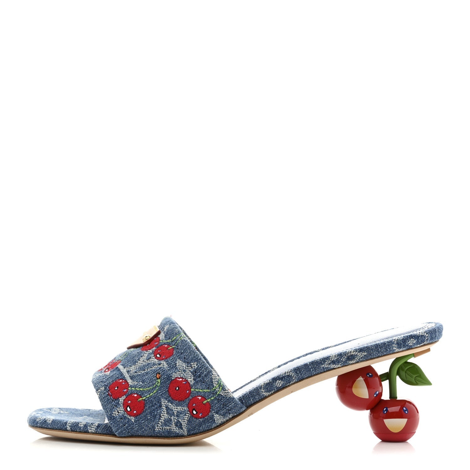 LV X TM Monogram Denim Cerises Lily Mules 37 Blue
