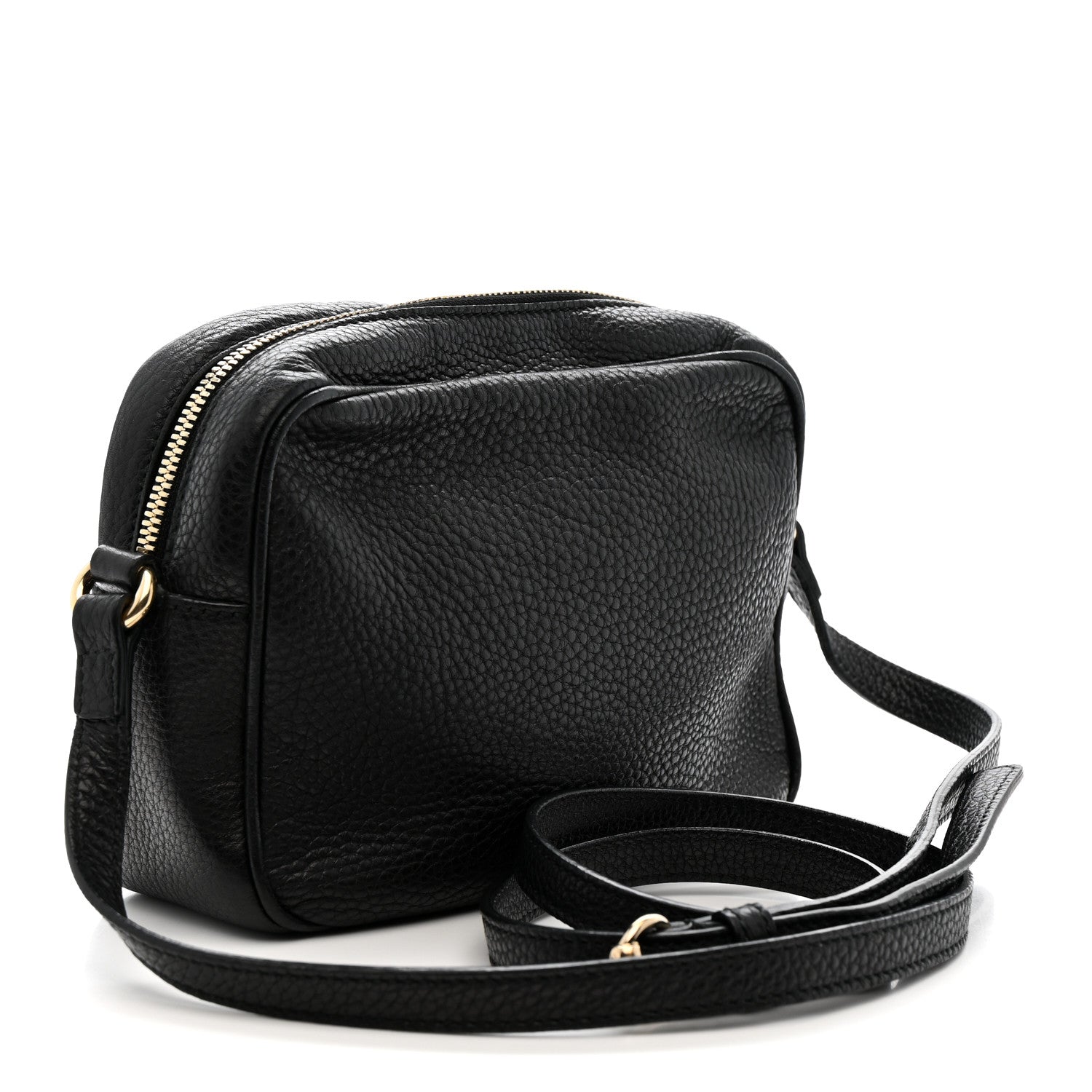 Pebbled Calfskin Small Soho Disco Bag Black