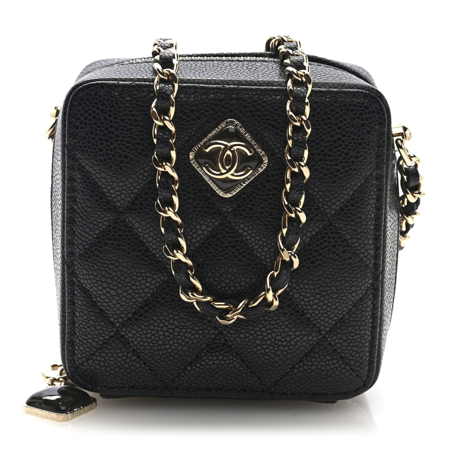 Caviar Quilted Clutch With Chain Black