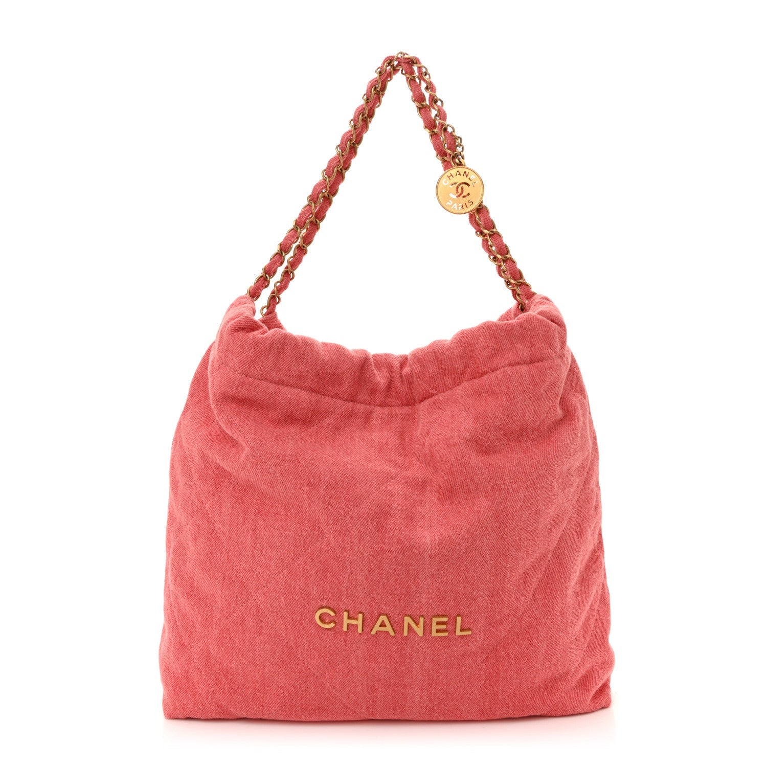 Washed Denim Quilted Chanel 22 Red