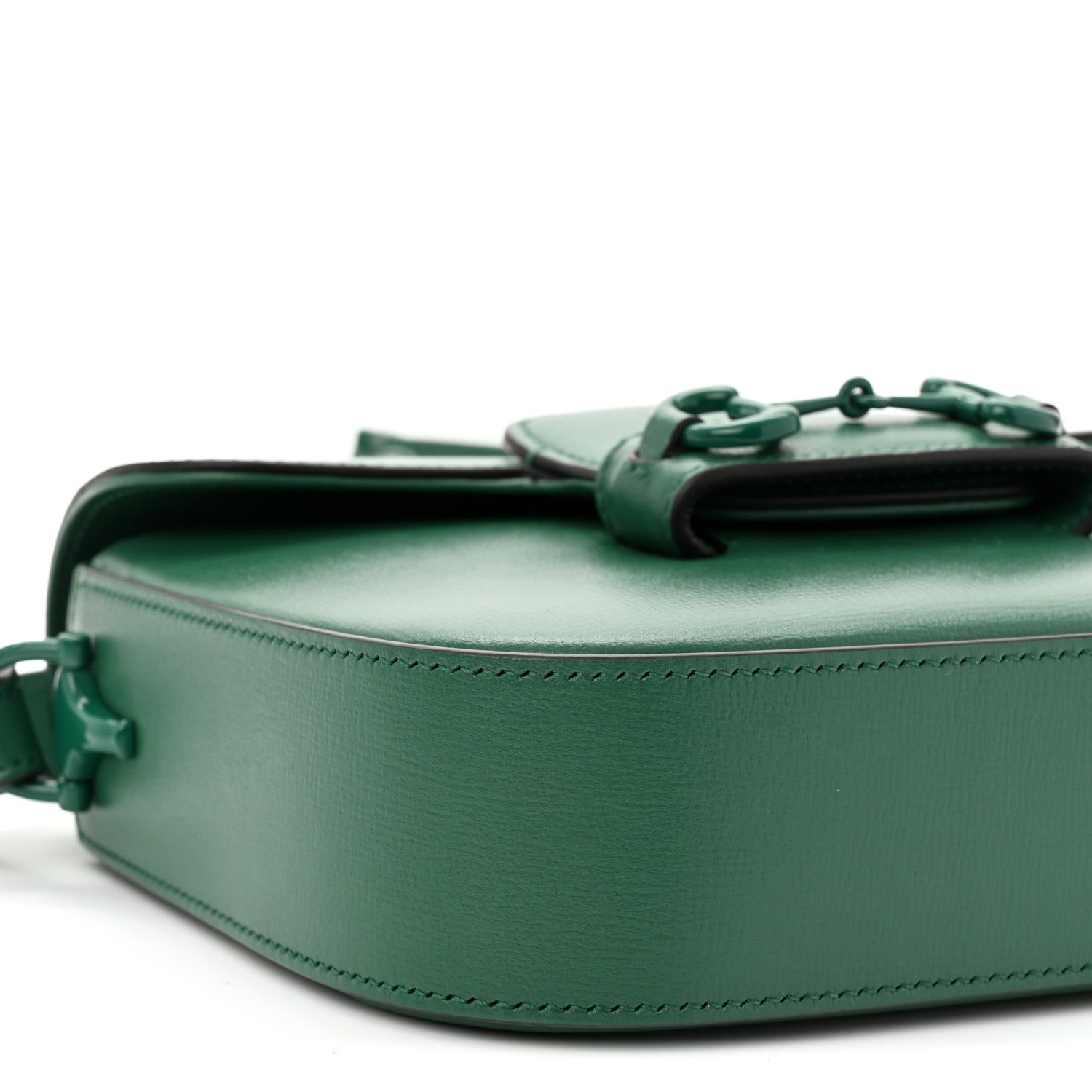 Azalea Calfskin Web Monochrome Horsebit 1955 Shoulder Bag Emerald