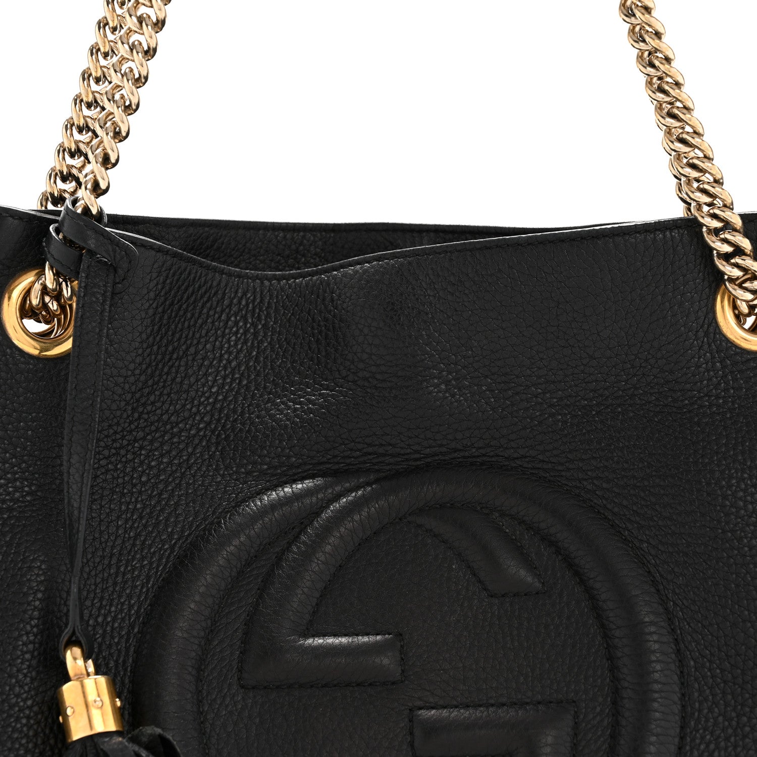Pebbled Calfskin Medium Soho Chain Shoulder Bag Black