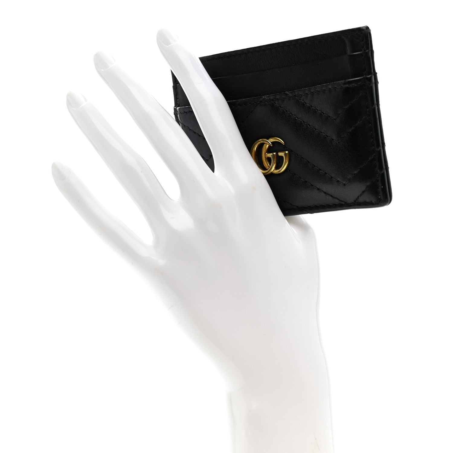 Calfskin Matelasse GG Marmont Card Holder Black