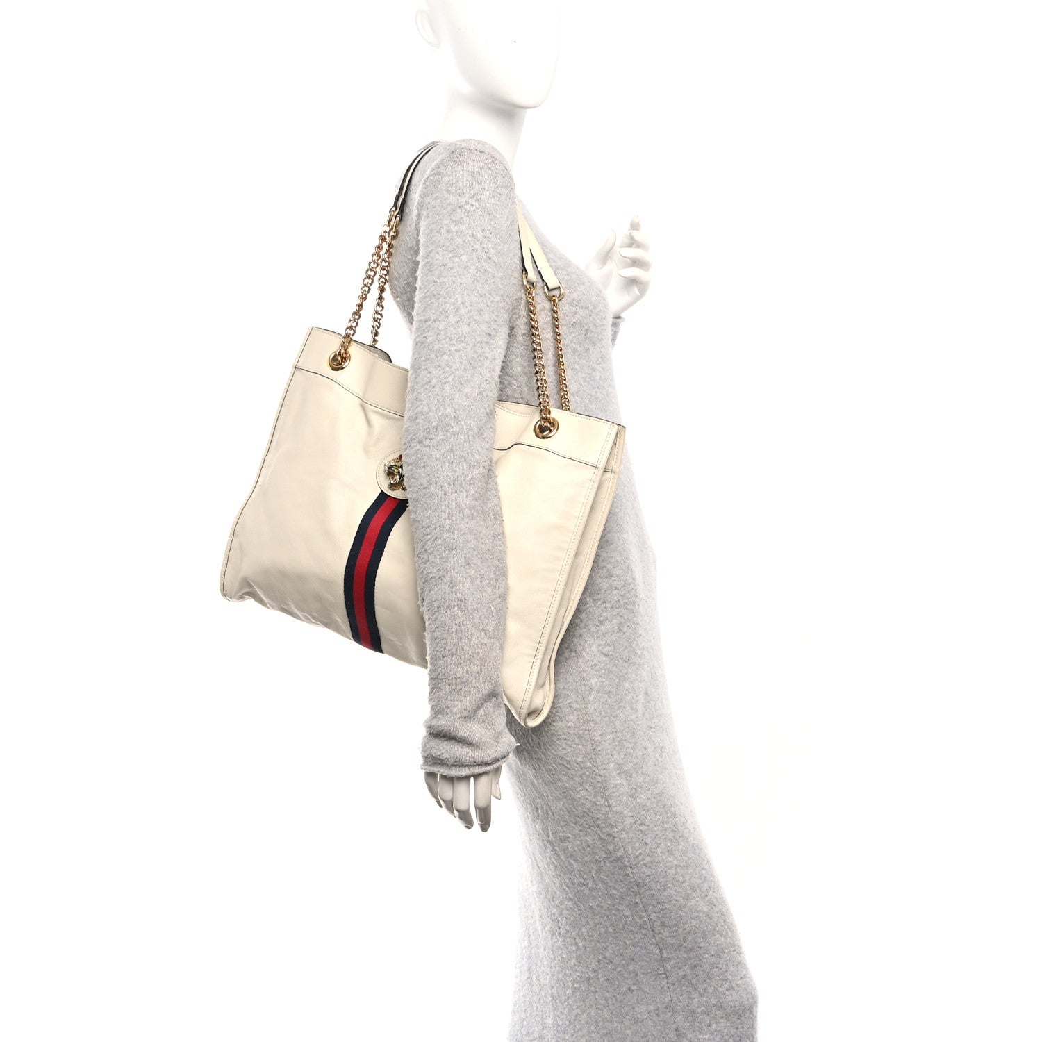 Calfskin Large Rajah Chain Tote White