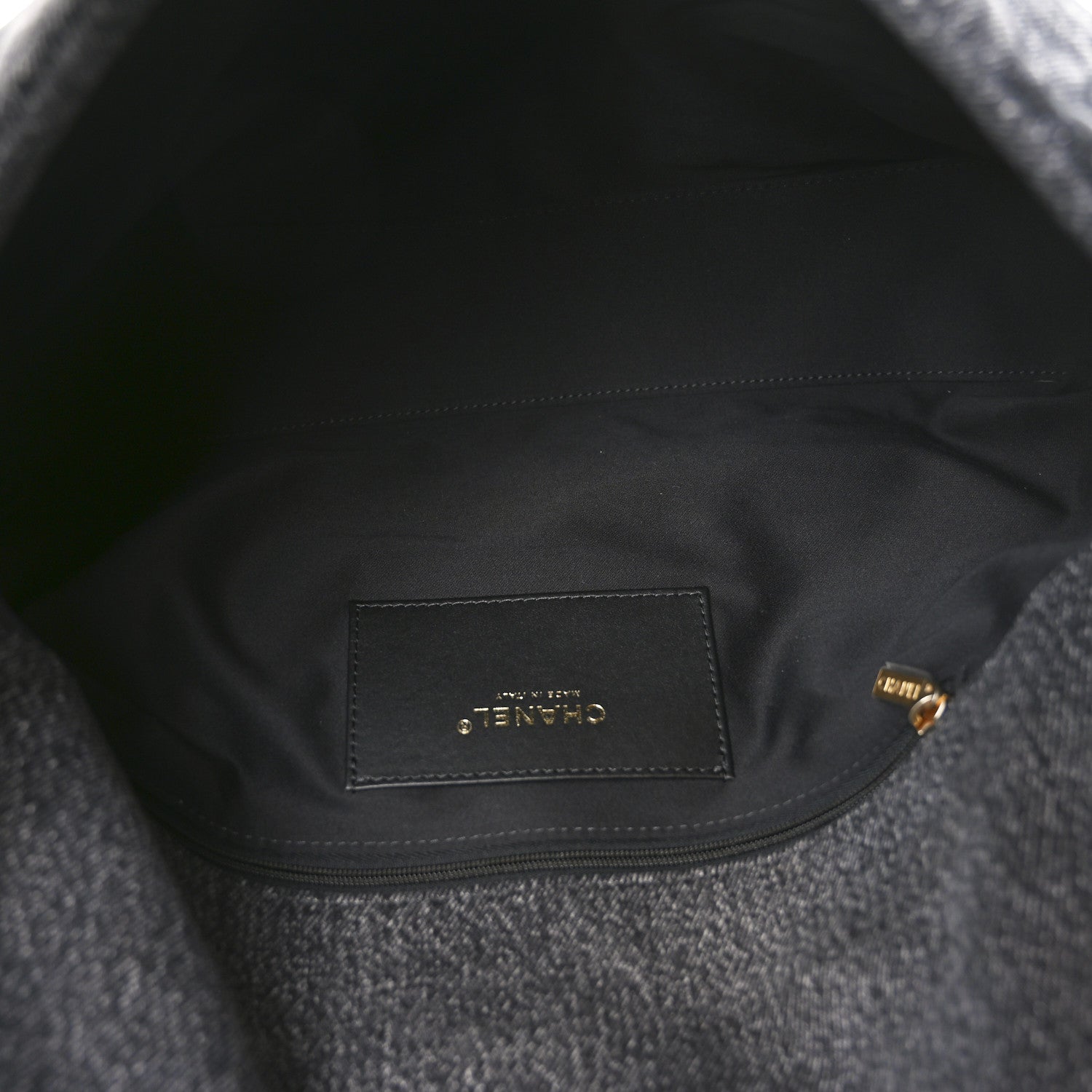 Washed Denim Quilted Maxi Flap Bag Black
