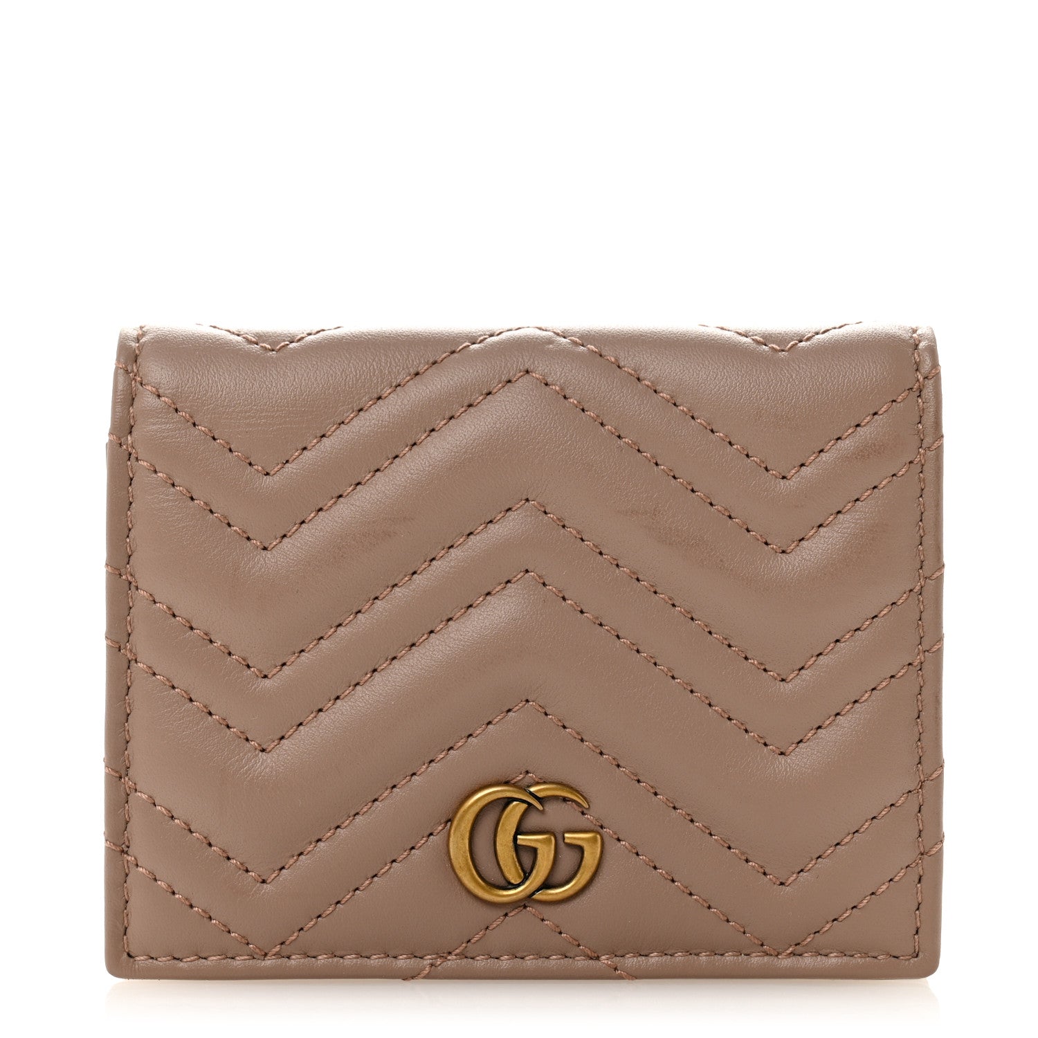 Calfskin Matelasse GG Marmont Card Case Wallet Porcelain Rose
