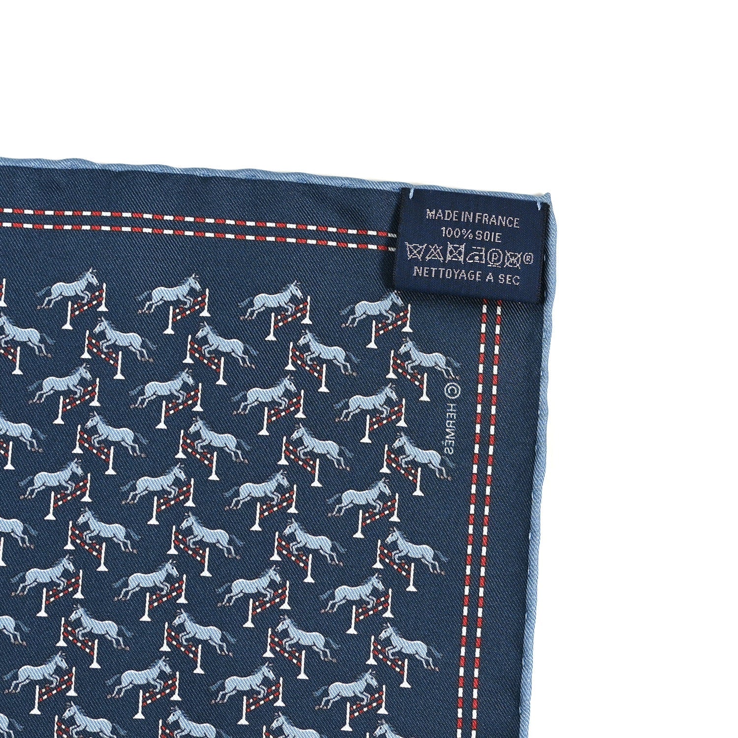 Silk Imprime Free Jump Pocket Square 45  Marine Bleu Moyen Rouge