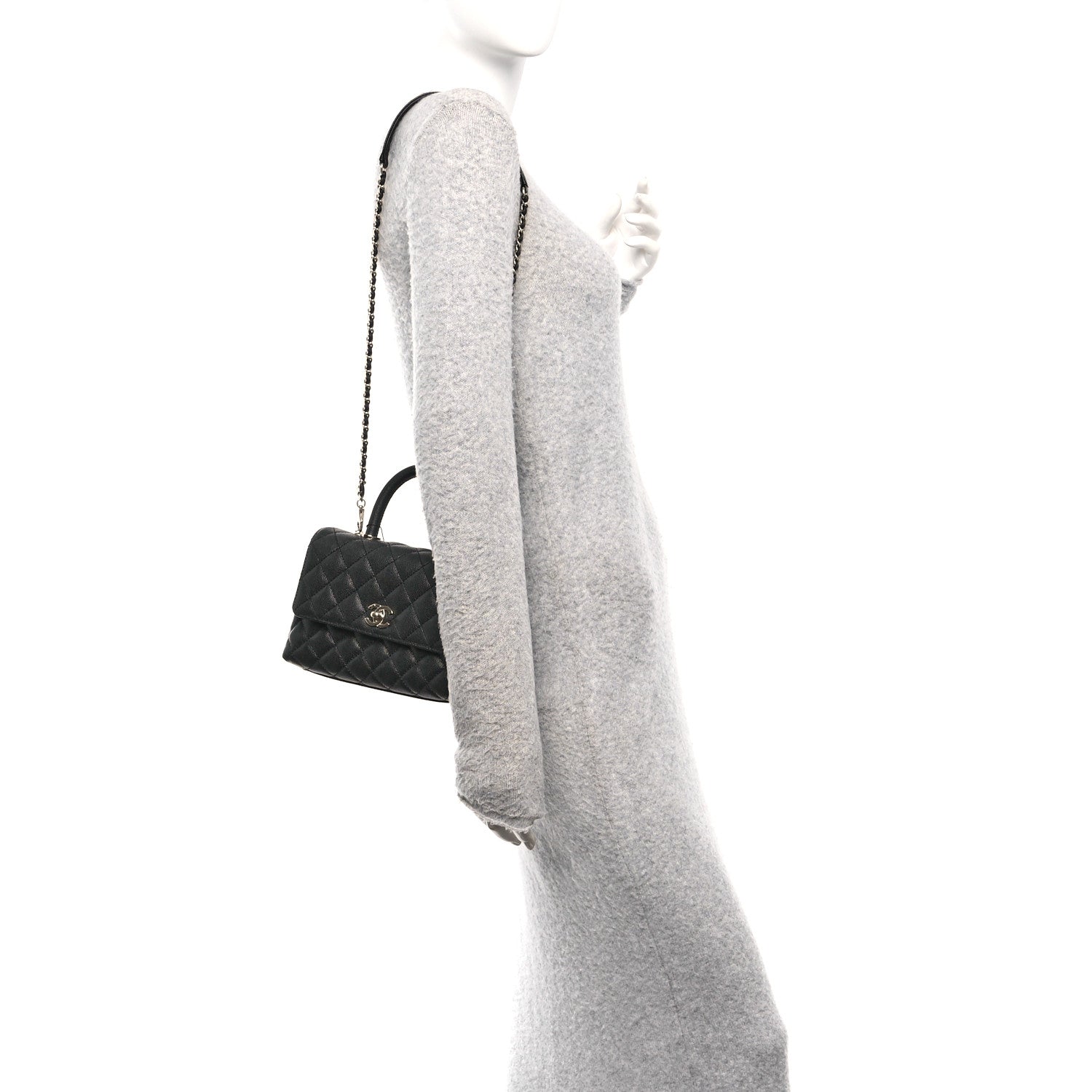 Caviar Quilted Mini Coco Handle Flap Black