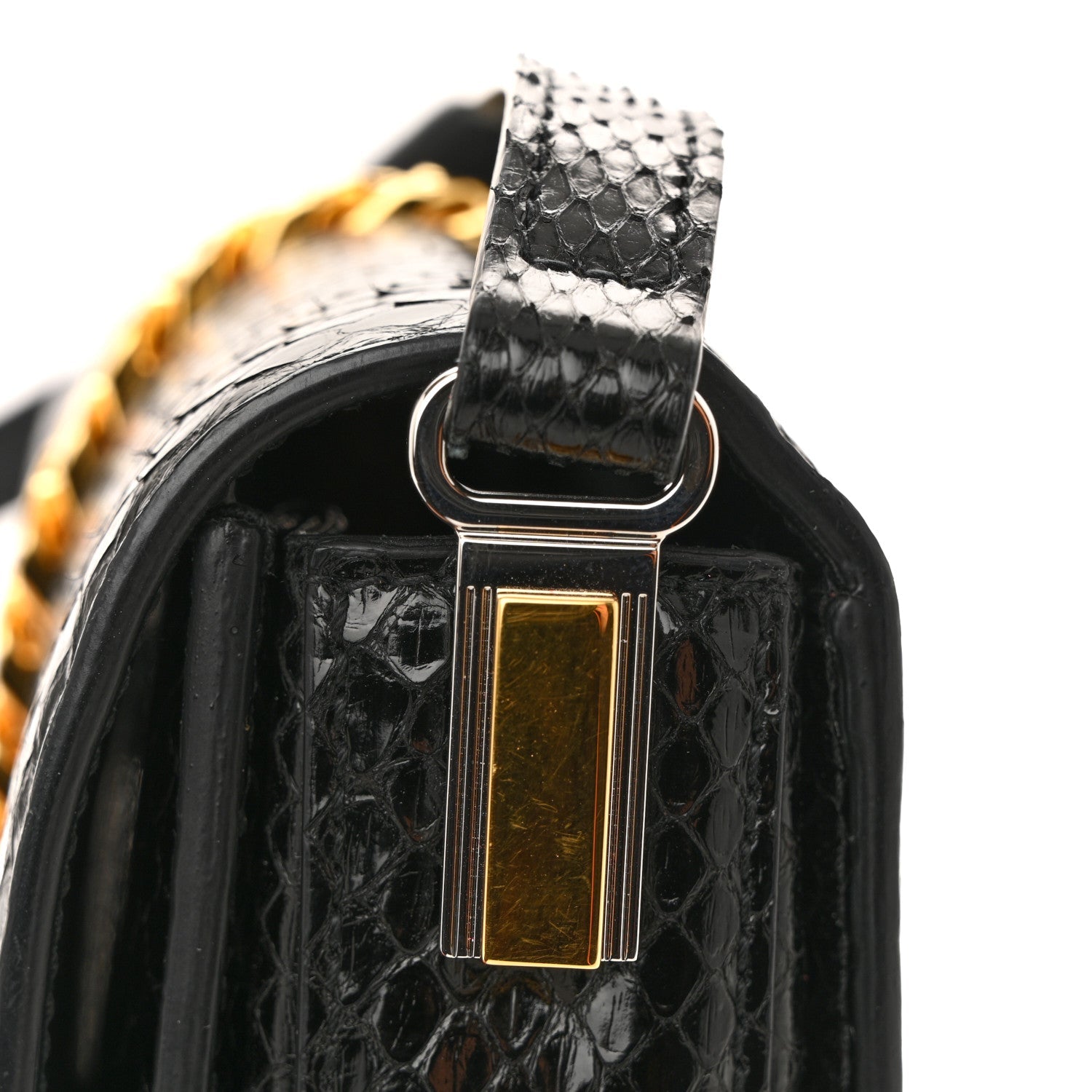Snakeskin Mini Sylvie 1969 Messenger Bag Black