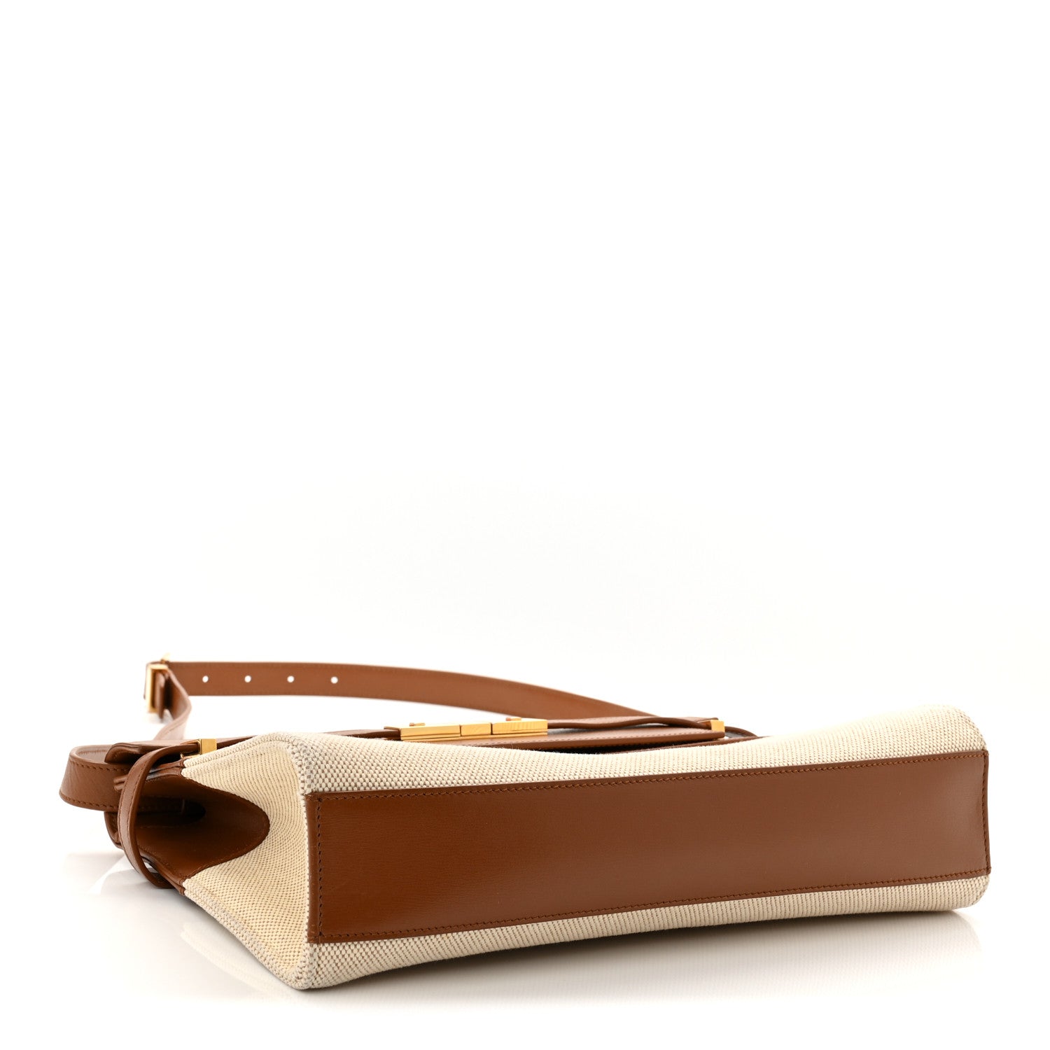 Canvas Calfskin Manhattan Shoulder Bag Natural Brick