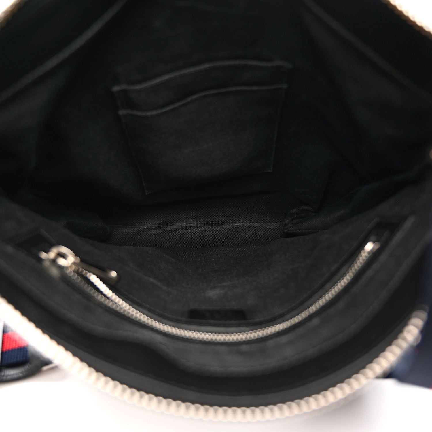 GG Supreme Monogram Appia Calfskin Web Flat Messenger Bag Black Grey