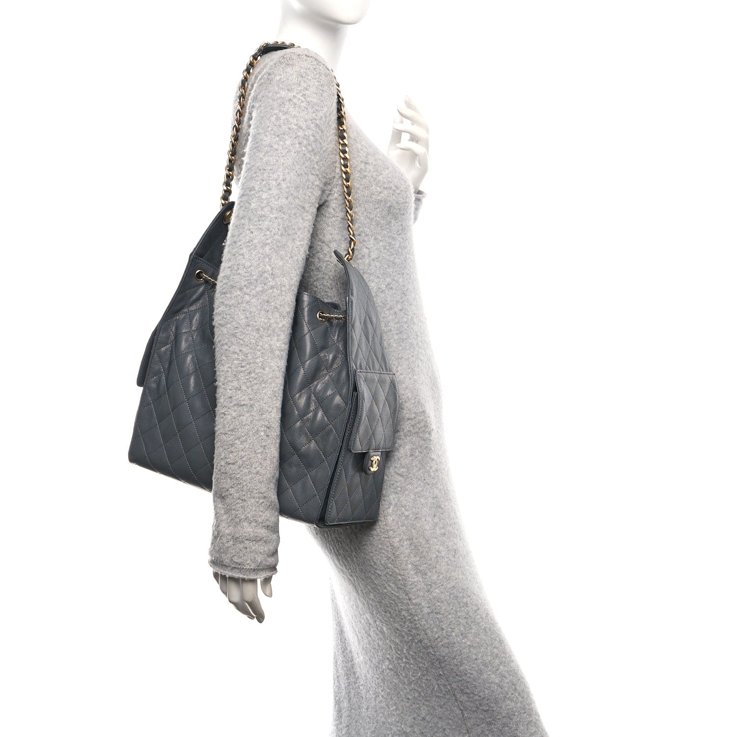 Caviar Quilted Medium Chanel 25 Handbag Dark Gray
