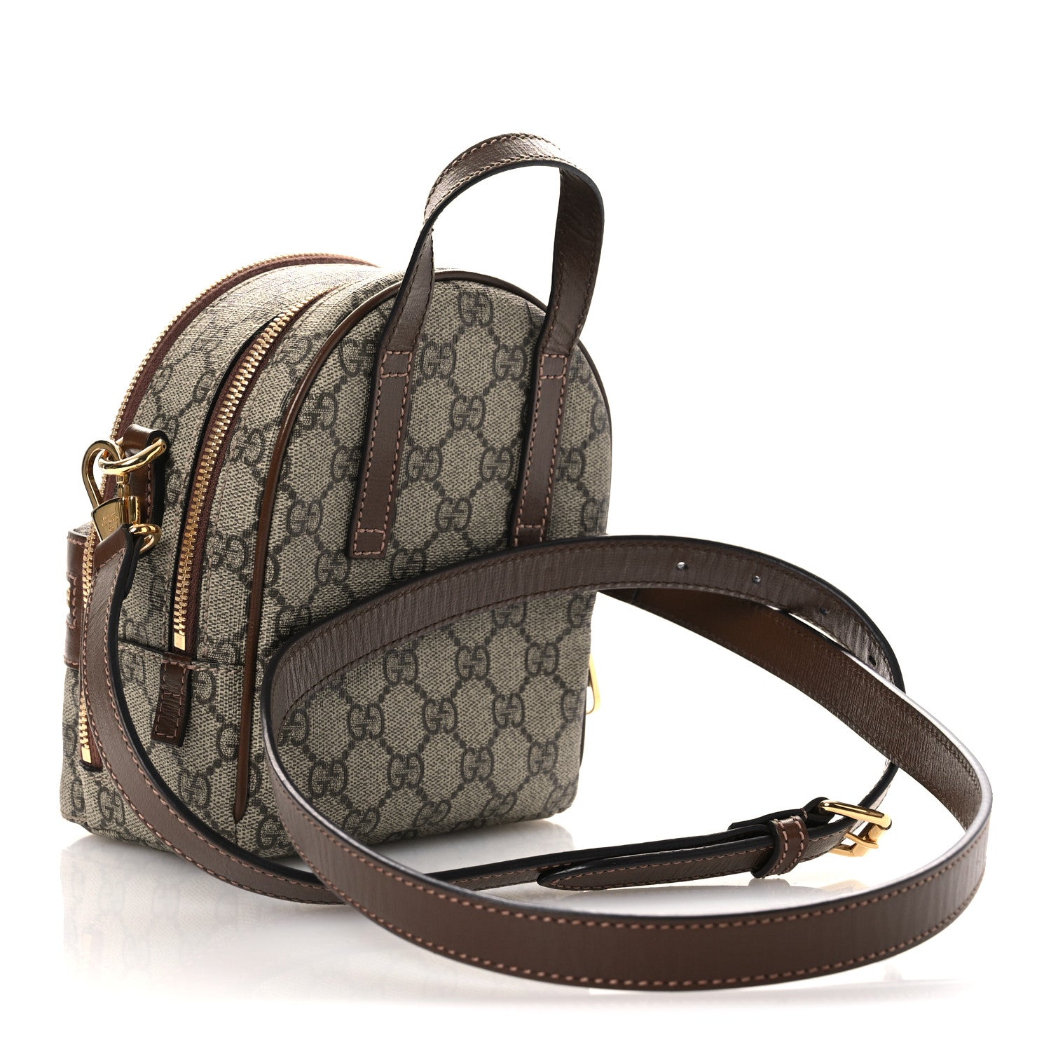 GG Supreme Monogram Azalea Calfskin Retro Interlocking G Multi-Function Bag Beige Ebony Brown Sugar