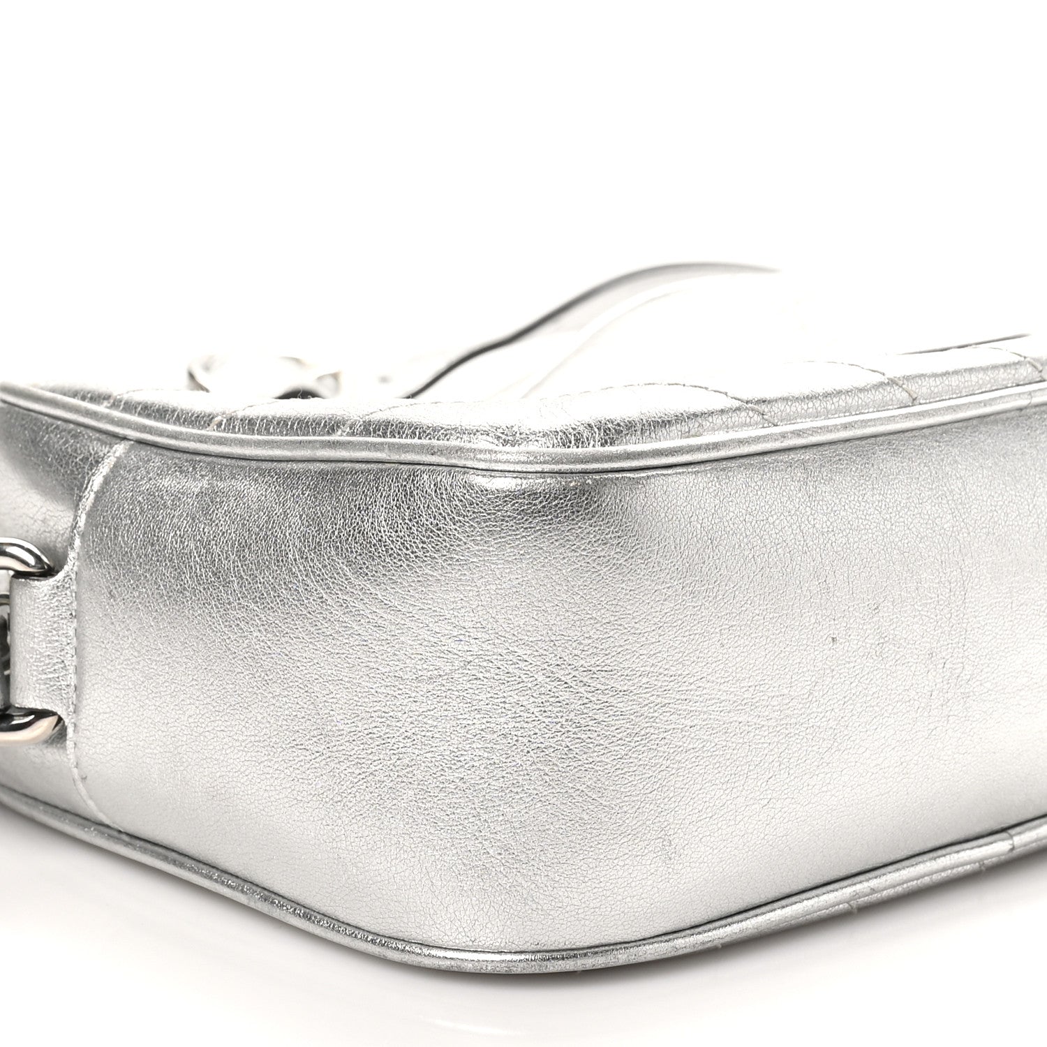 Metallic Sakai Be Green Calfskin Diagonal Stitched Small Blondie Shoulder Bag Silver