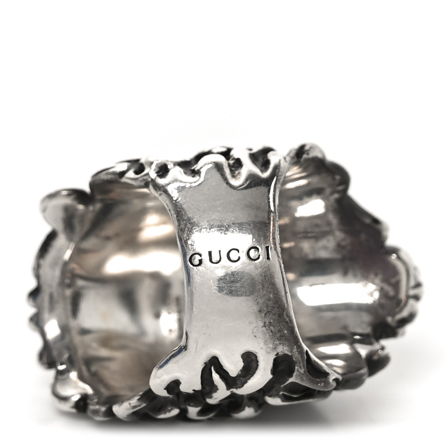 Metal Crystal Lion Head Ring  49 4.75 Black Aged Silver