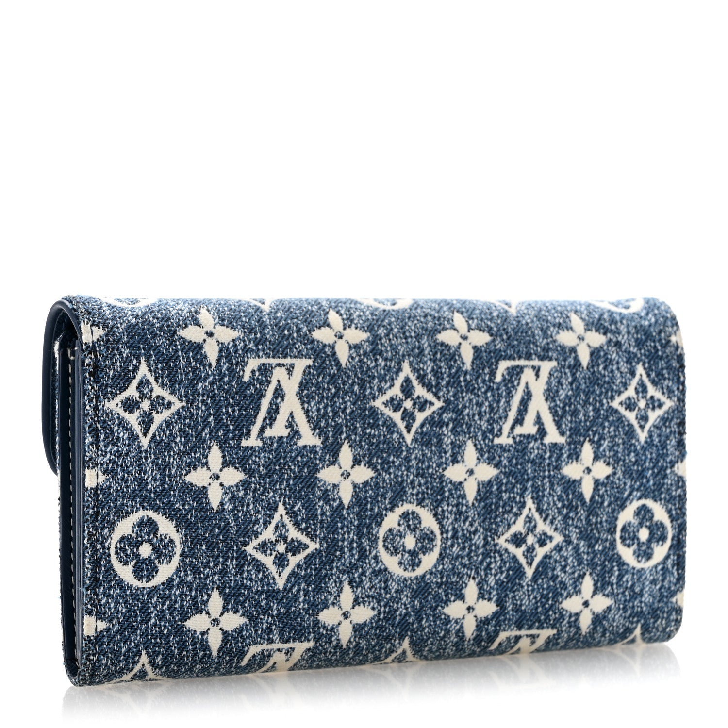 Monogram Jacquard Denim Sarah Wallet Bleu
