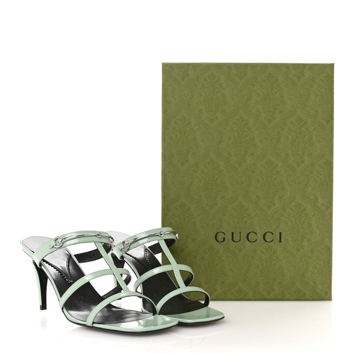 Regent Calfskin Horsebit Mid Heel Sandals 39.5 Pacific Green