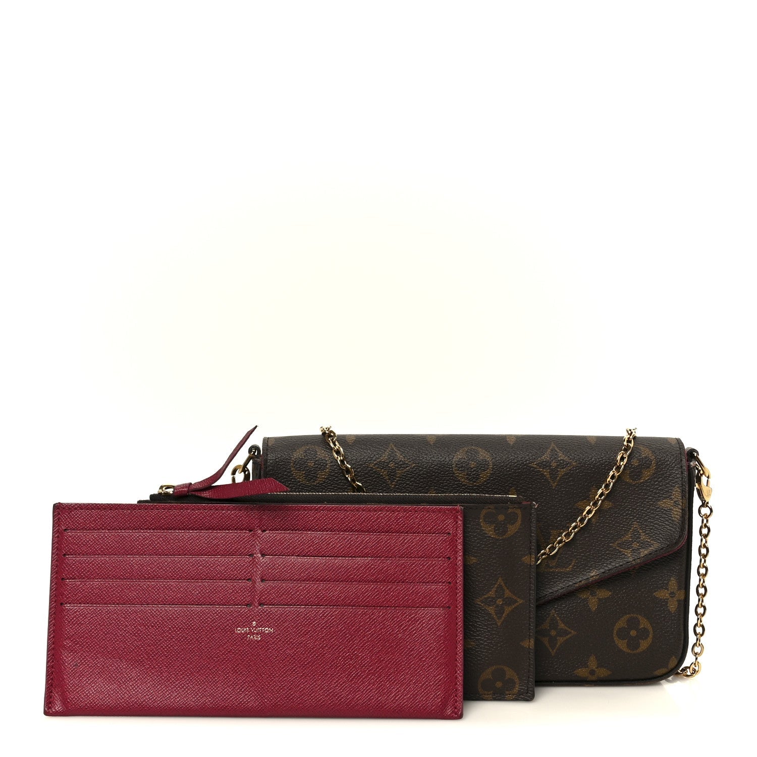 Monogram Pochette Felicie Chain Wallet Fuchsia